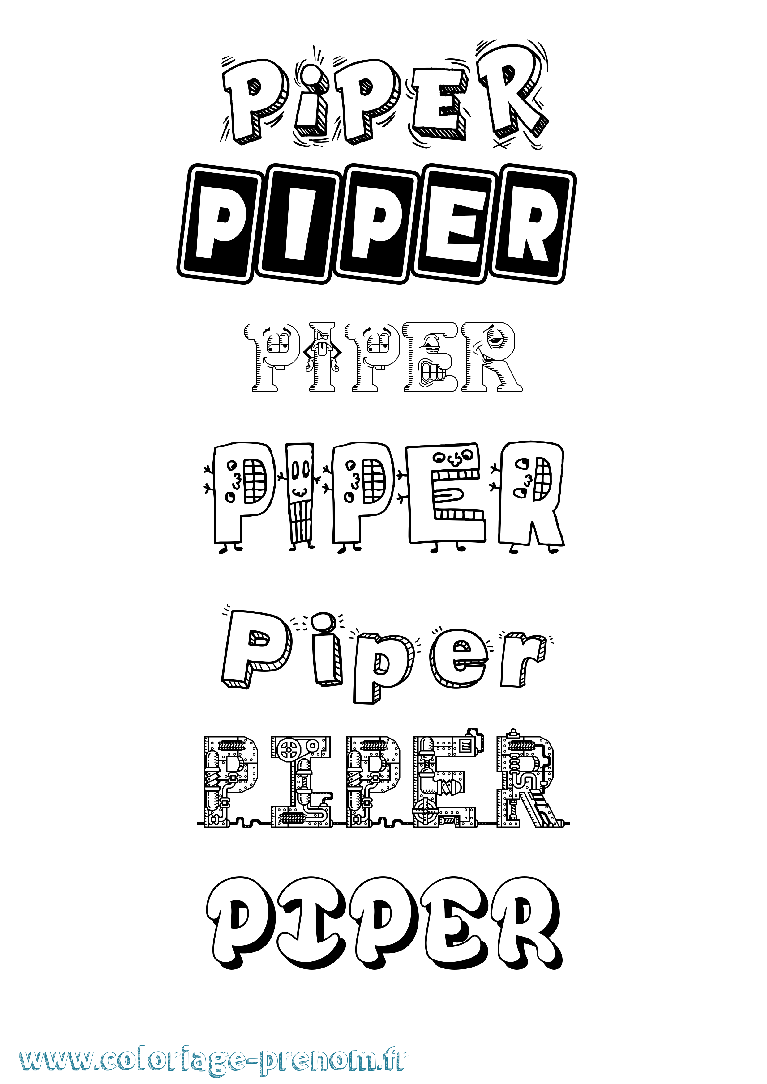 Coloriage prénom Piper Fun