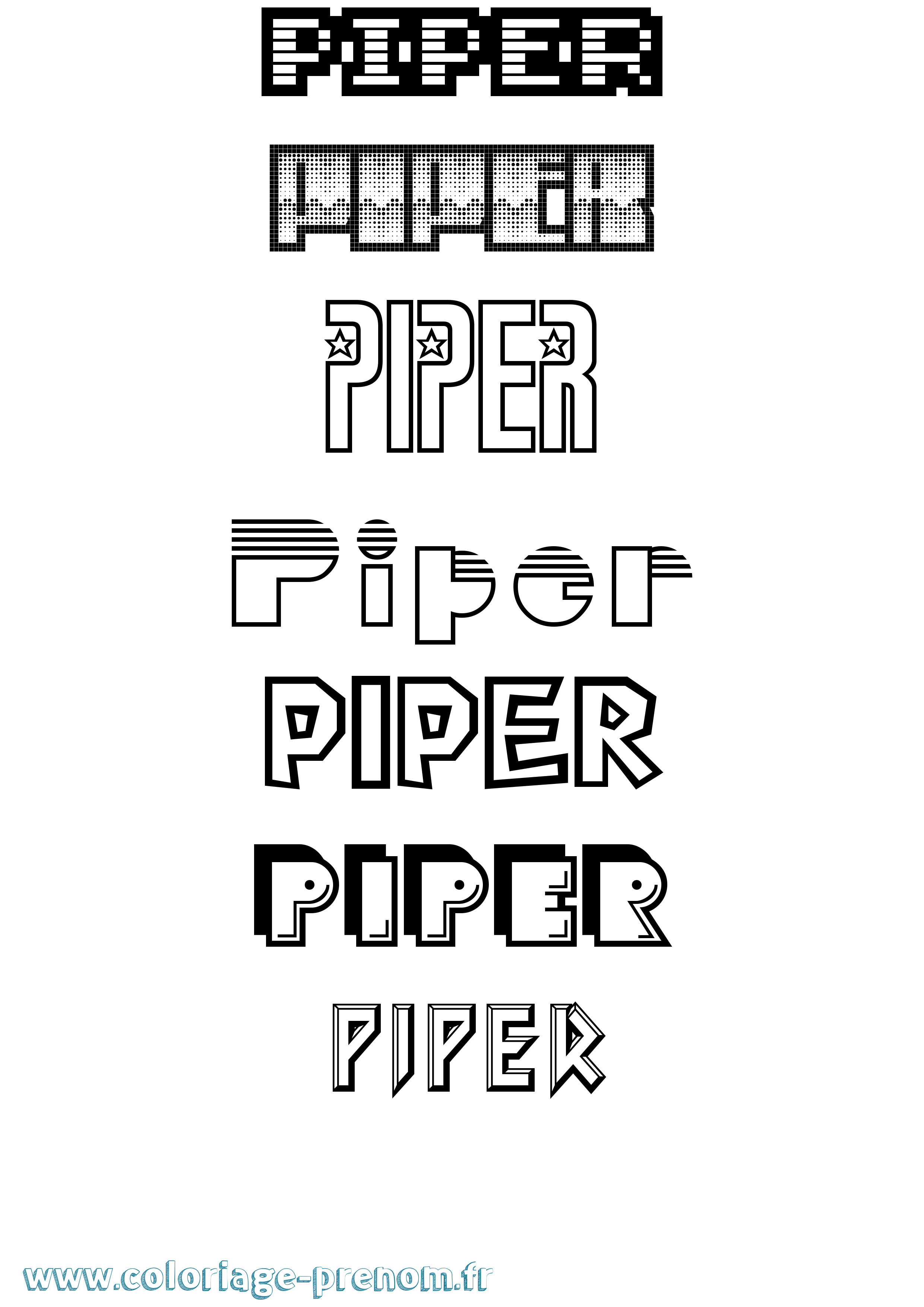 Coloriage prénom Piper Jeux Vidéos