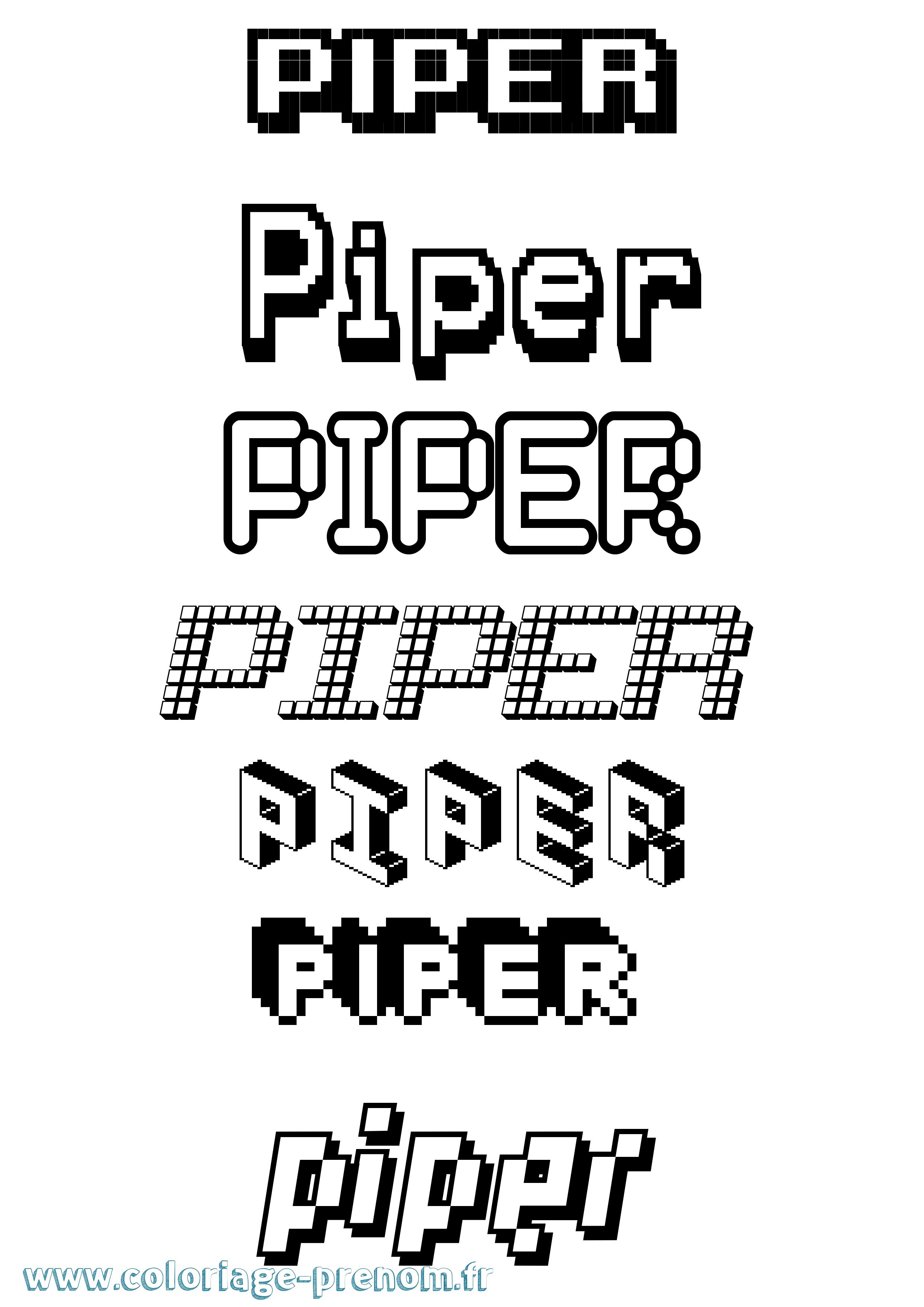 Coloriage prénom Piper Pixel
