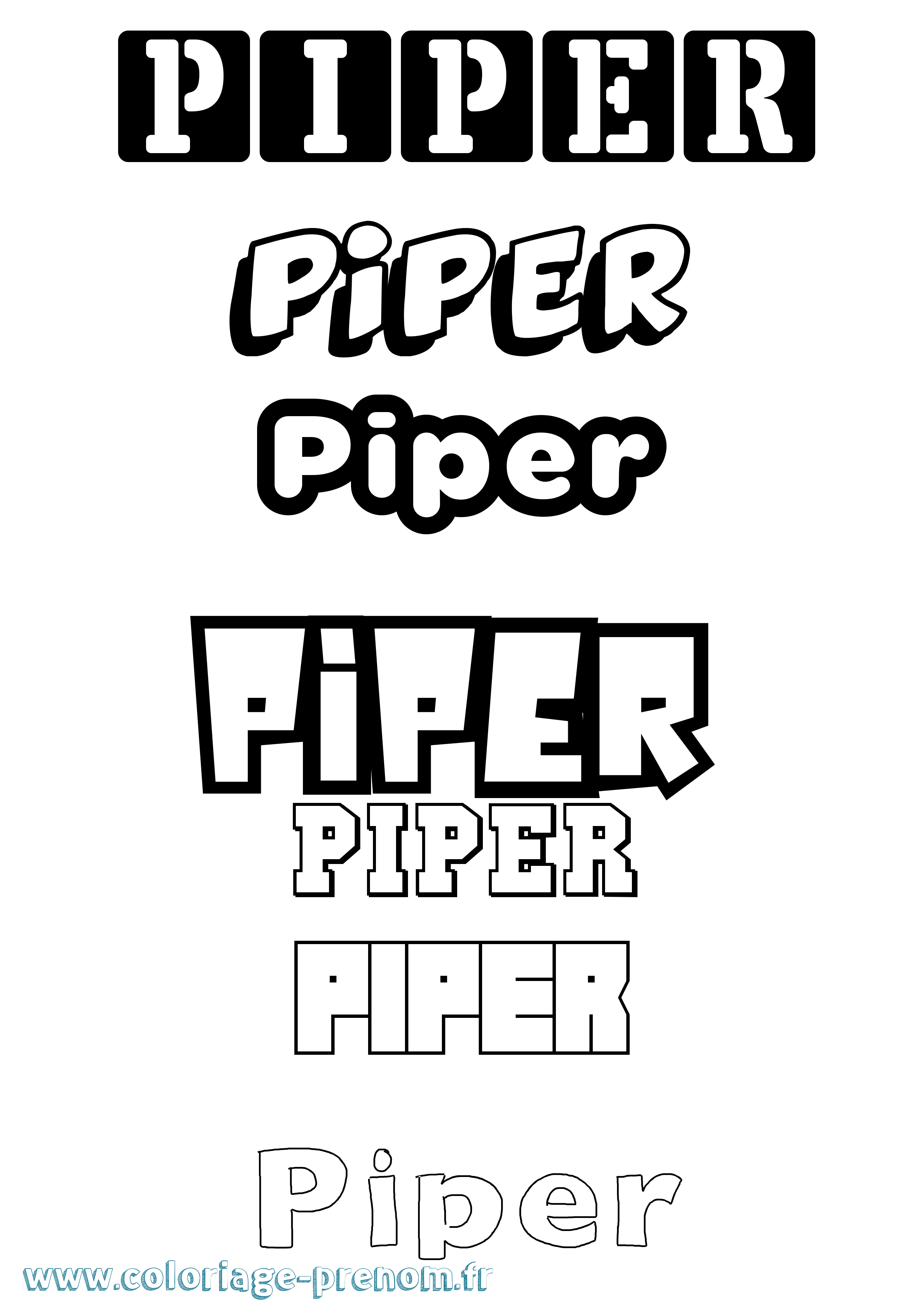 Coloriage prénom Piper Simple