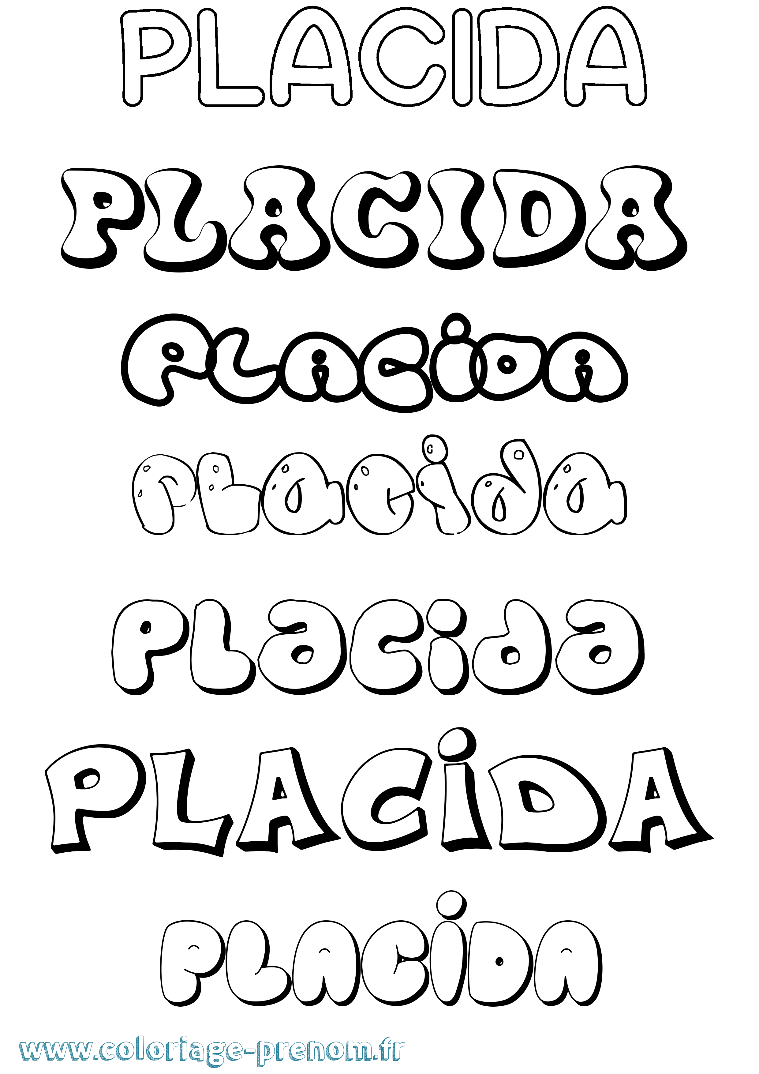 Coloriage prénom Placida Bubble