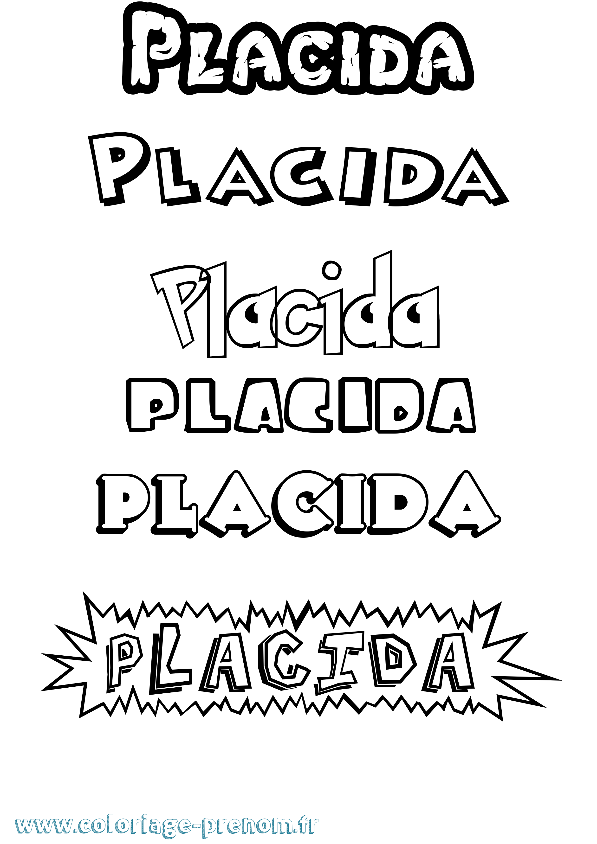 Coloriage Placida Dessin Animé Coloriage prénom Placida Dessin Animé