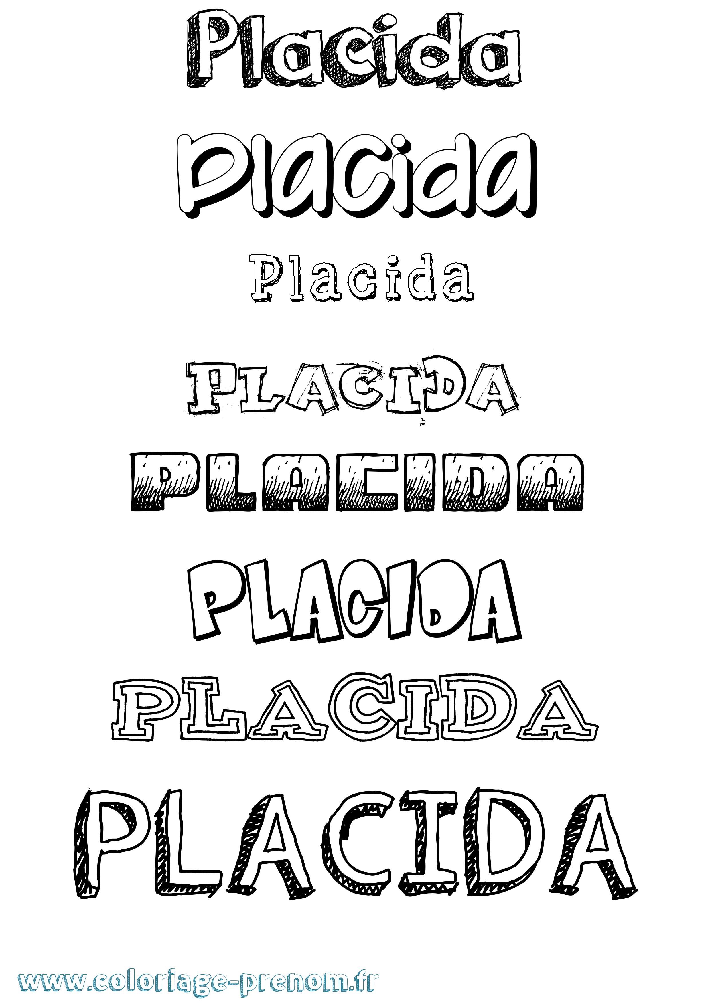 Coloriage prénom Placida Dessiné