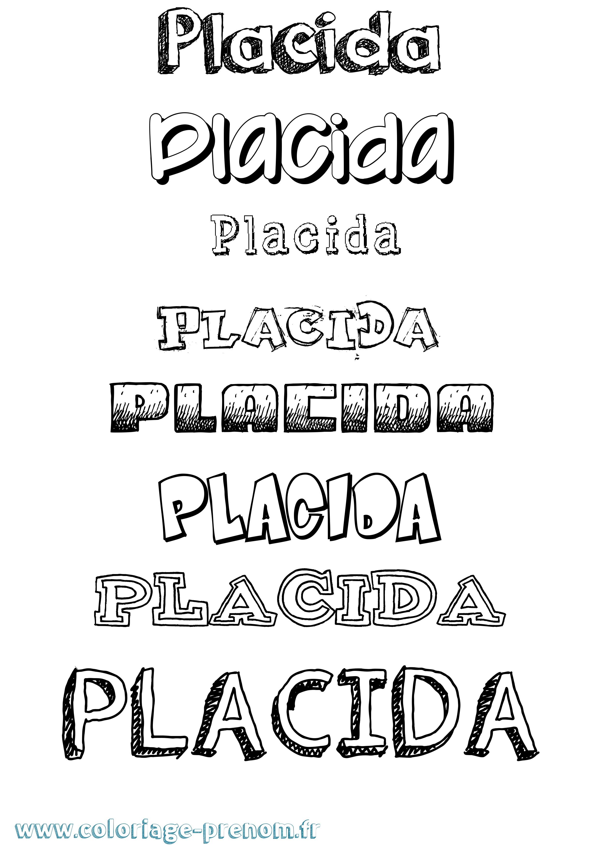 Coloriage Placida Dessiné Coloriage prénom Placida Dessiné