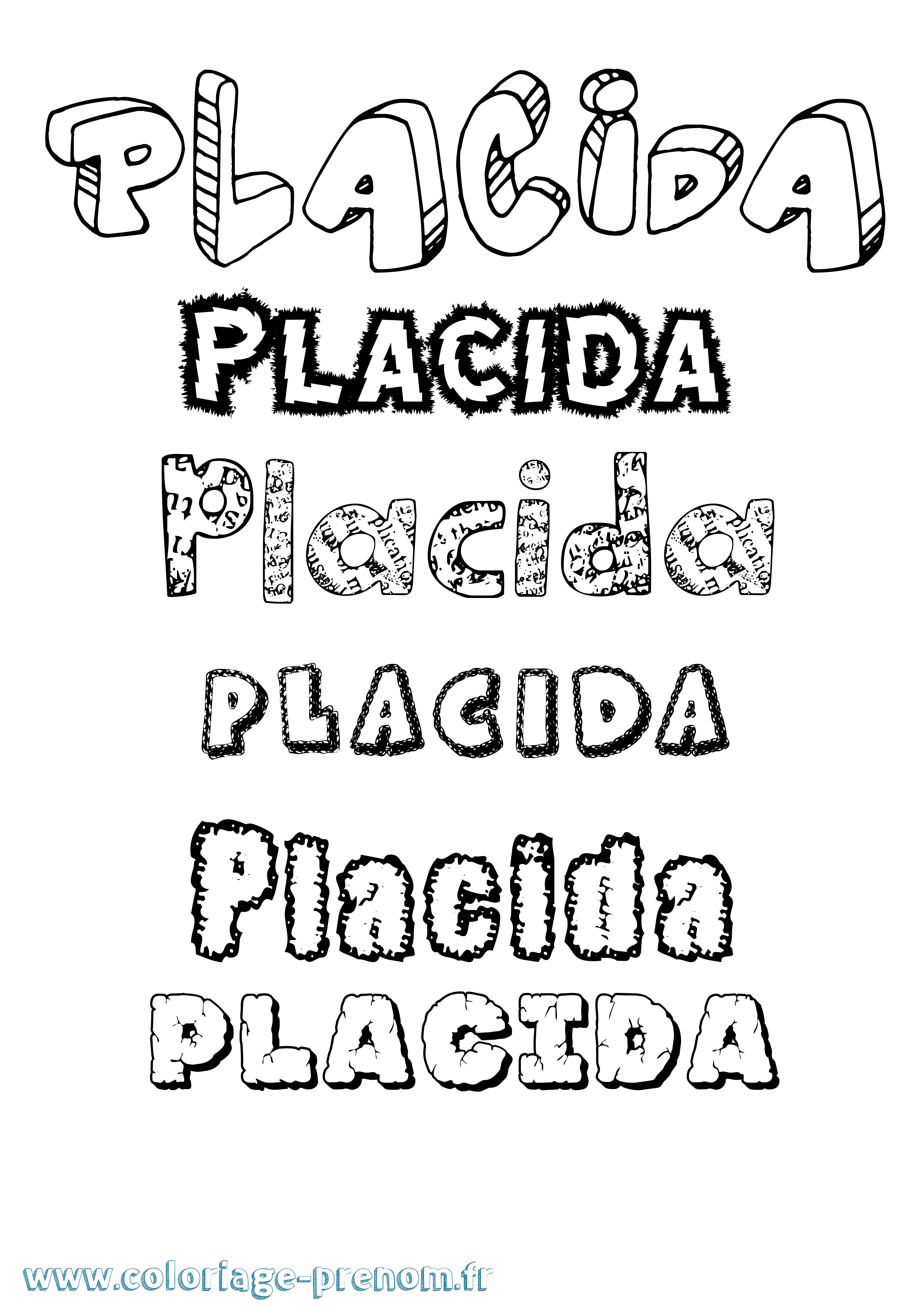 Coloriage Placida Destructuré Coloriage prénom Placida Destructuré