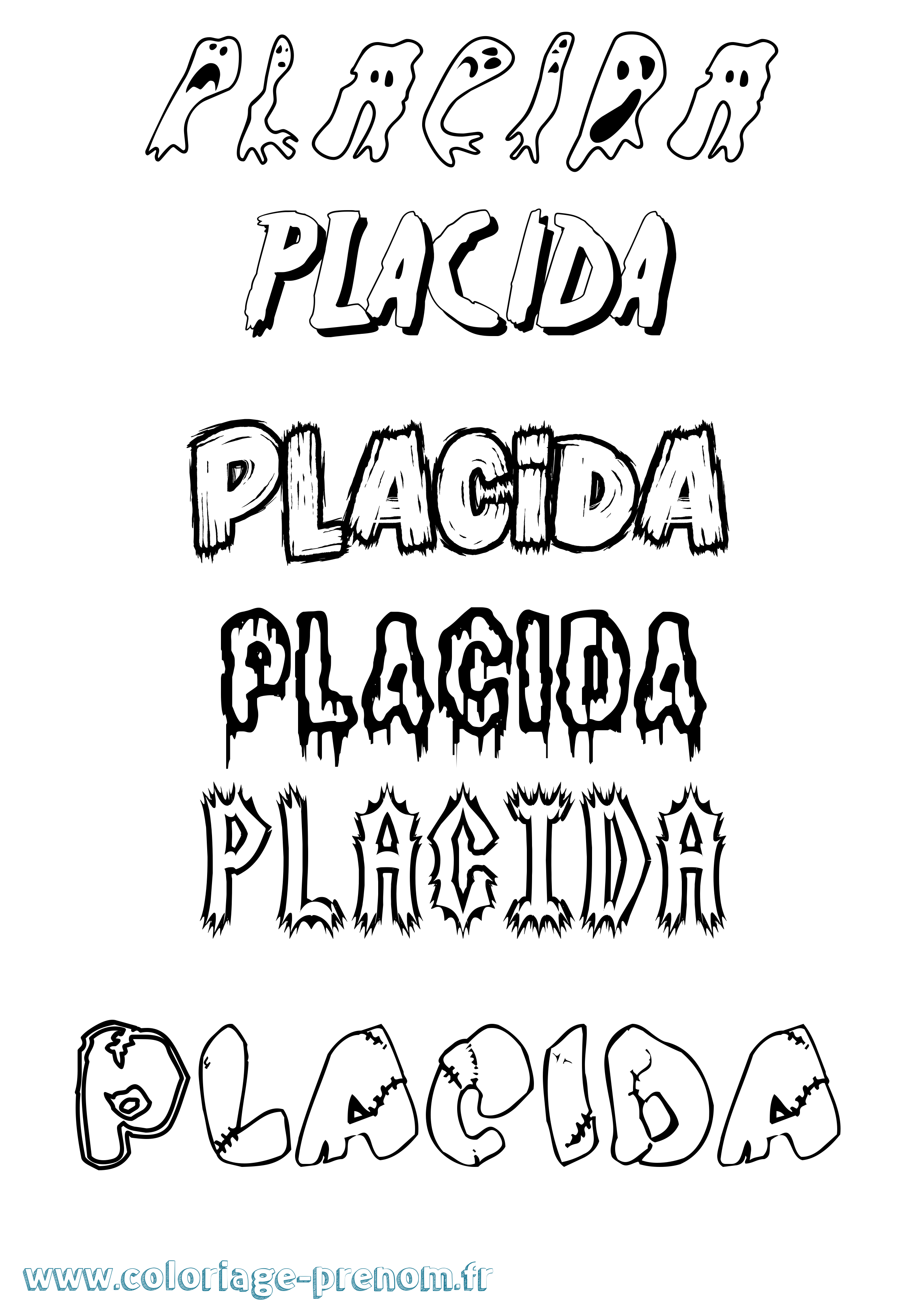 Coloriage Placida Frisson Coloriage prénom Placida Frisson