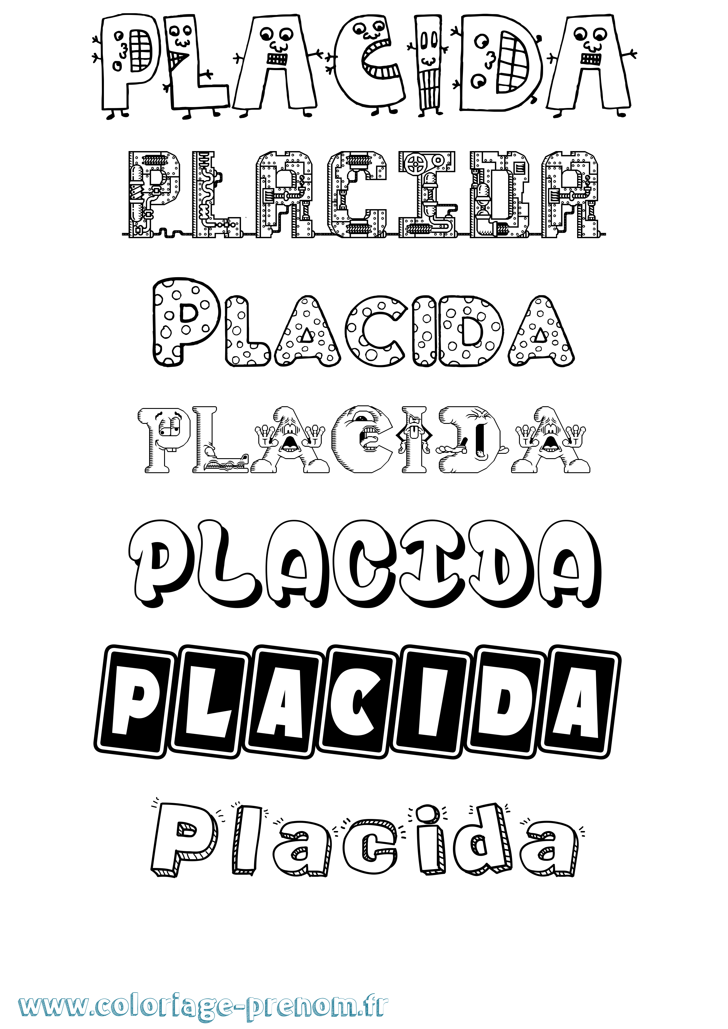Coloriage Placida Fun Coloriage prénom Placida Fun