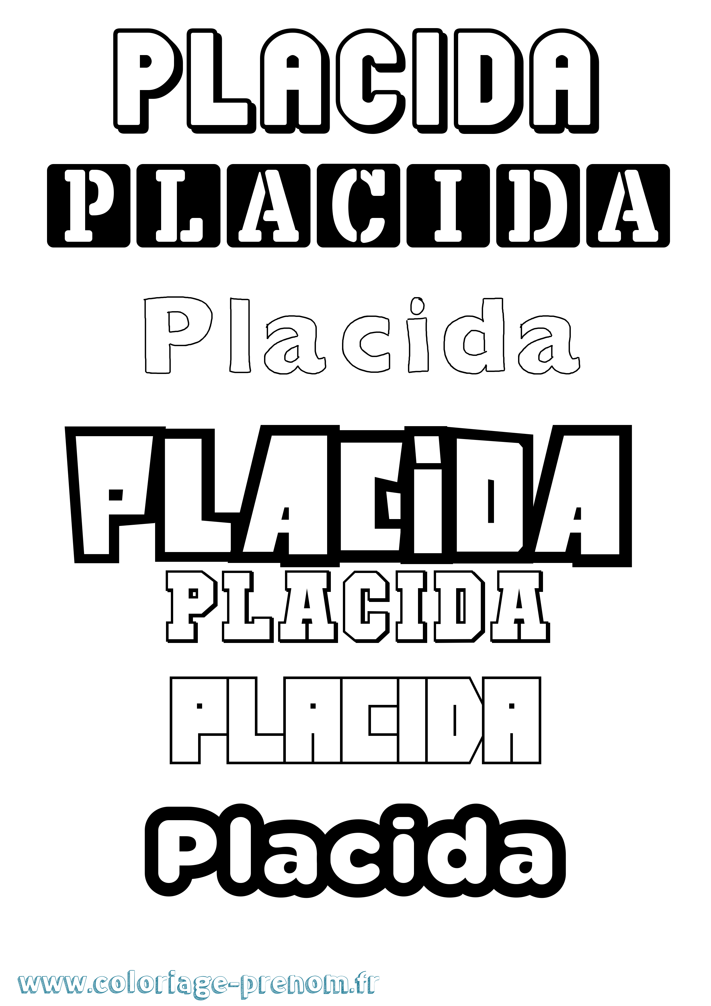 Coloriage prénom Placida Simple