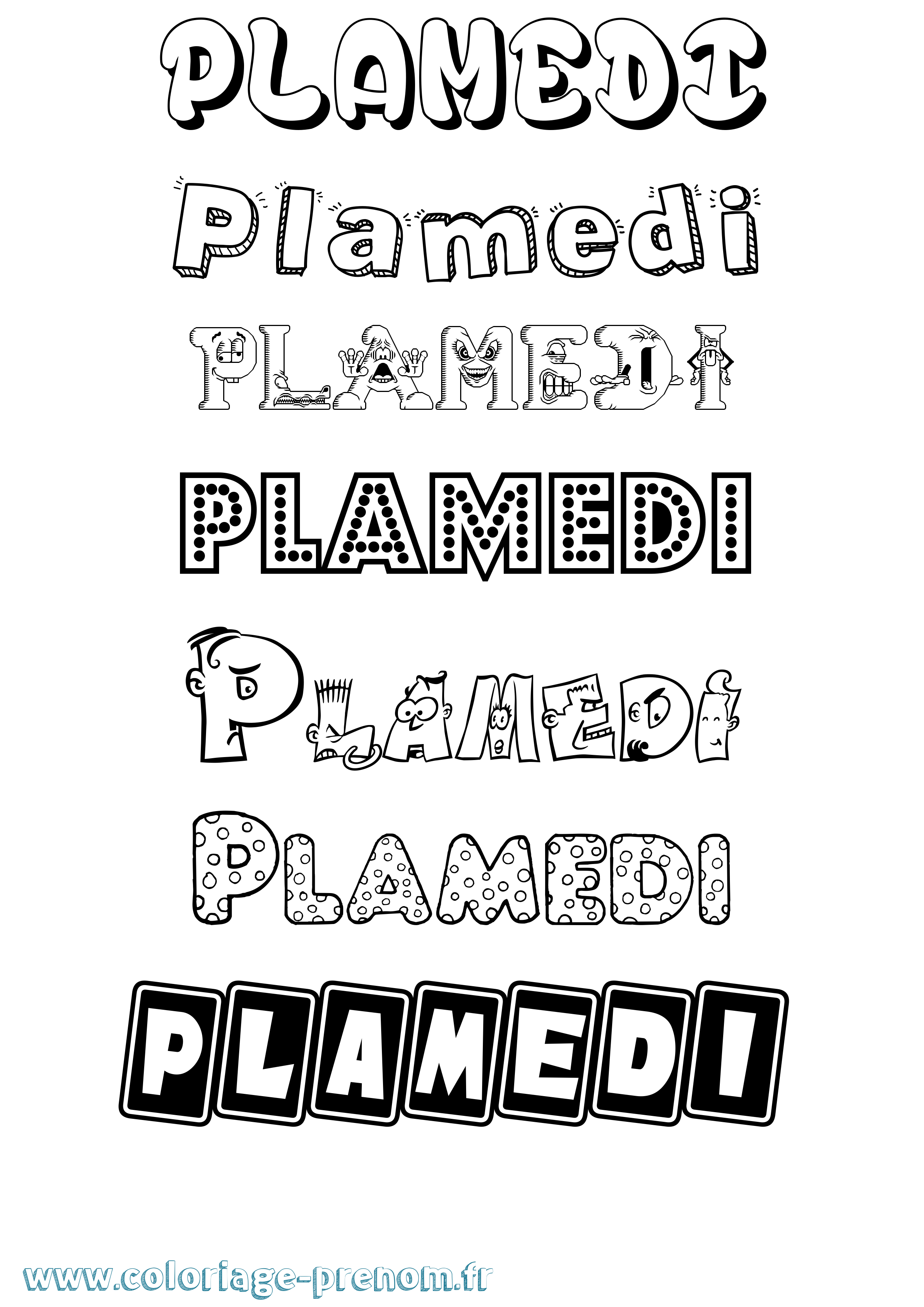 Coloriage prénom Plamedi Fun