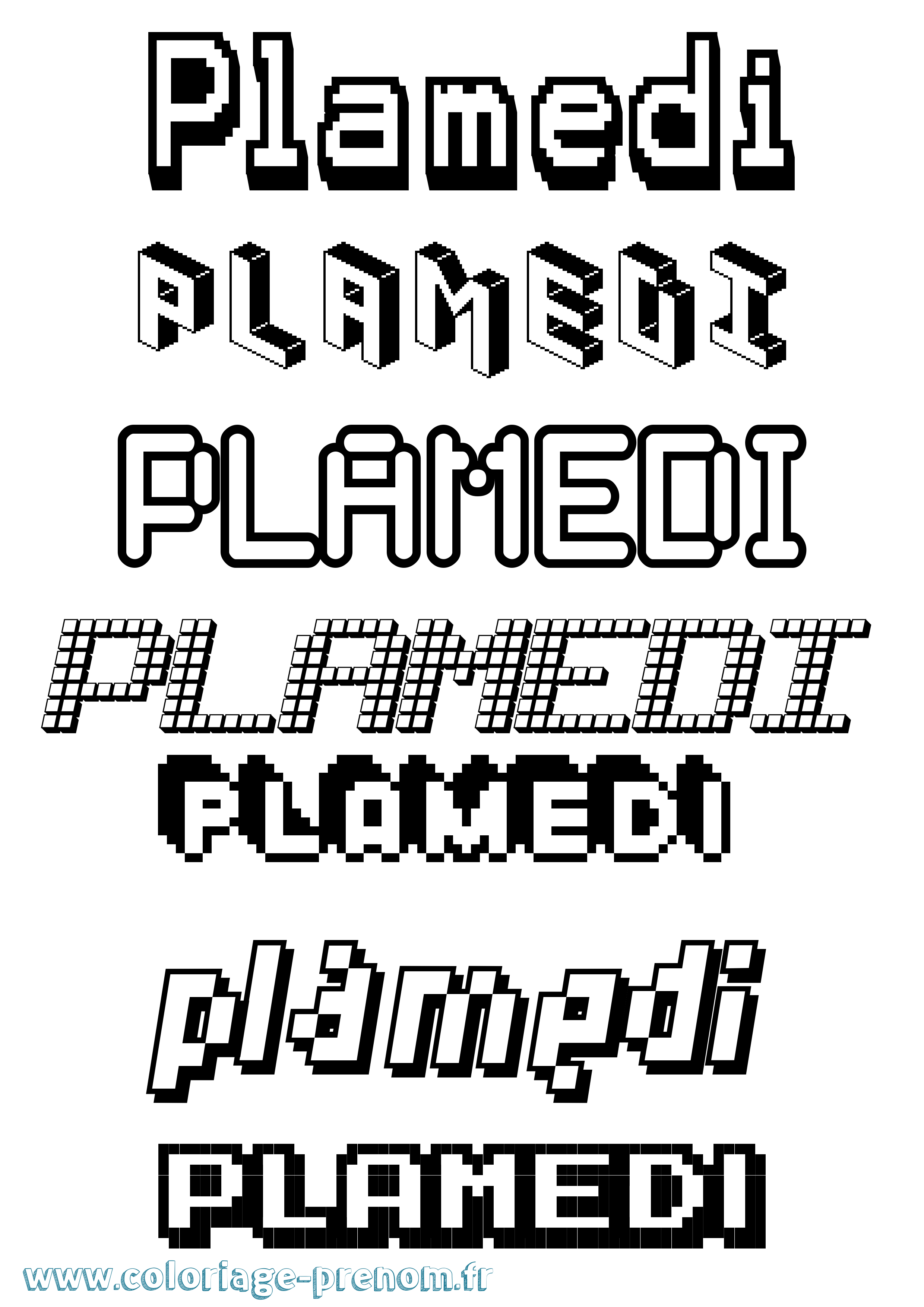 Coloriage prénom Plamedi Pixel