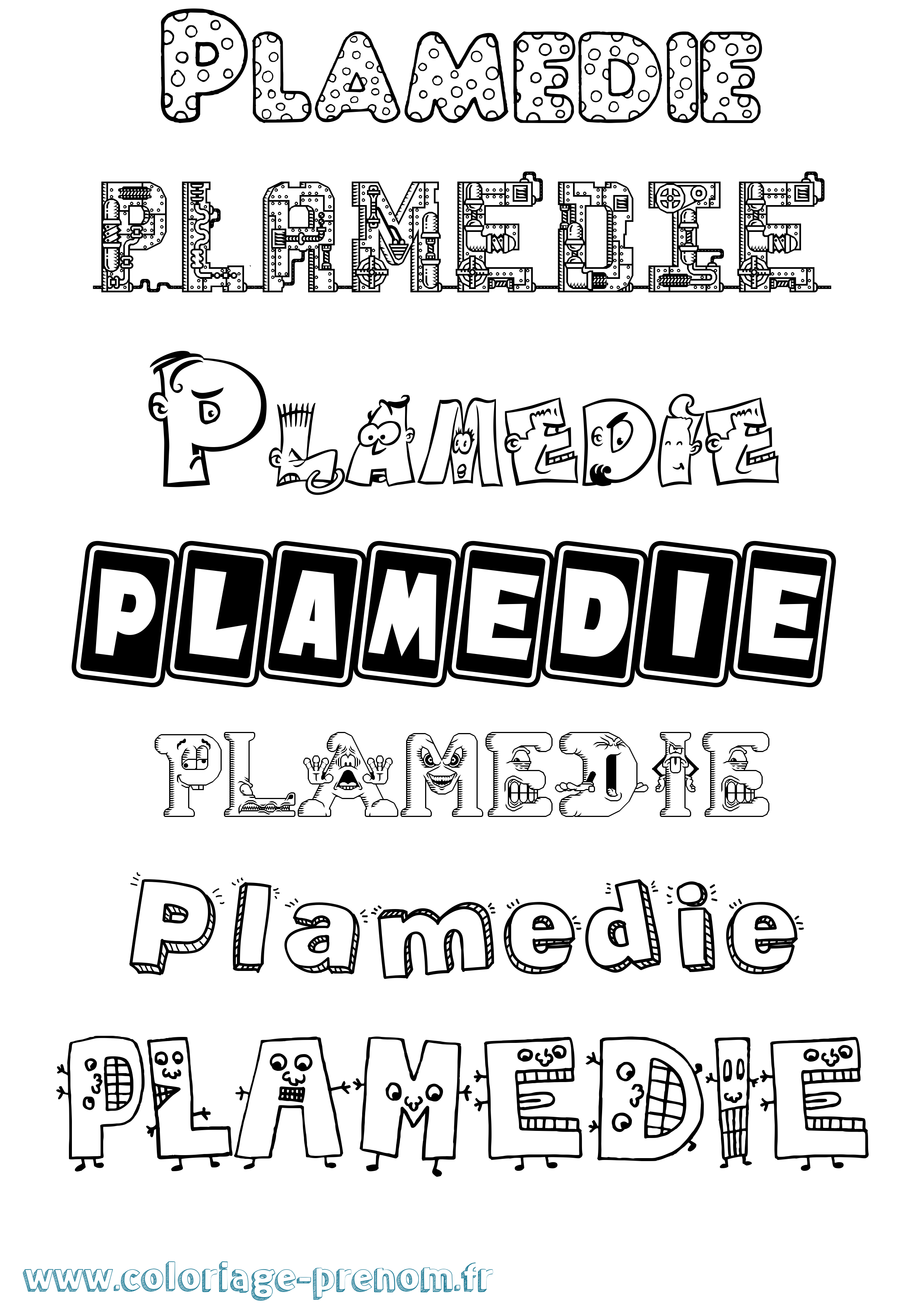 Coloriage prénom Plamedie Fun