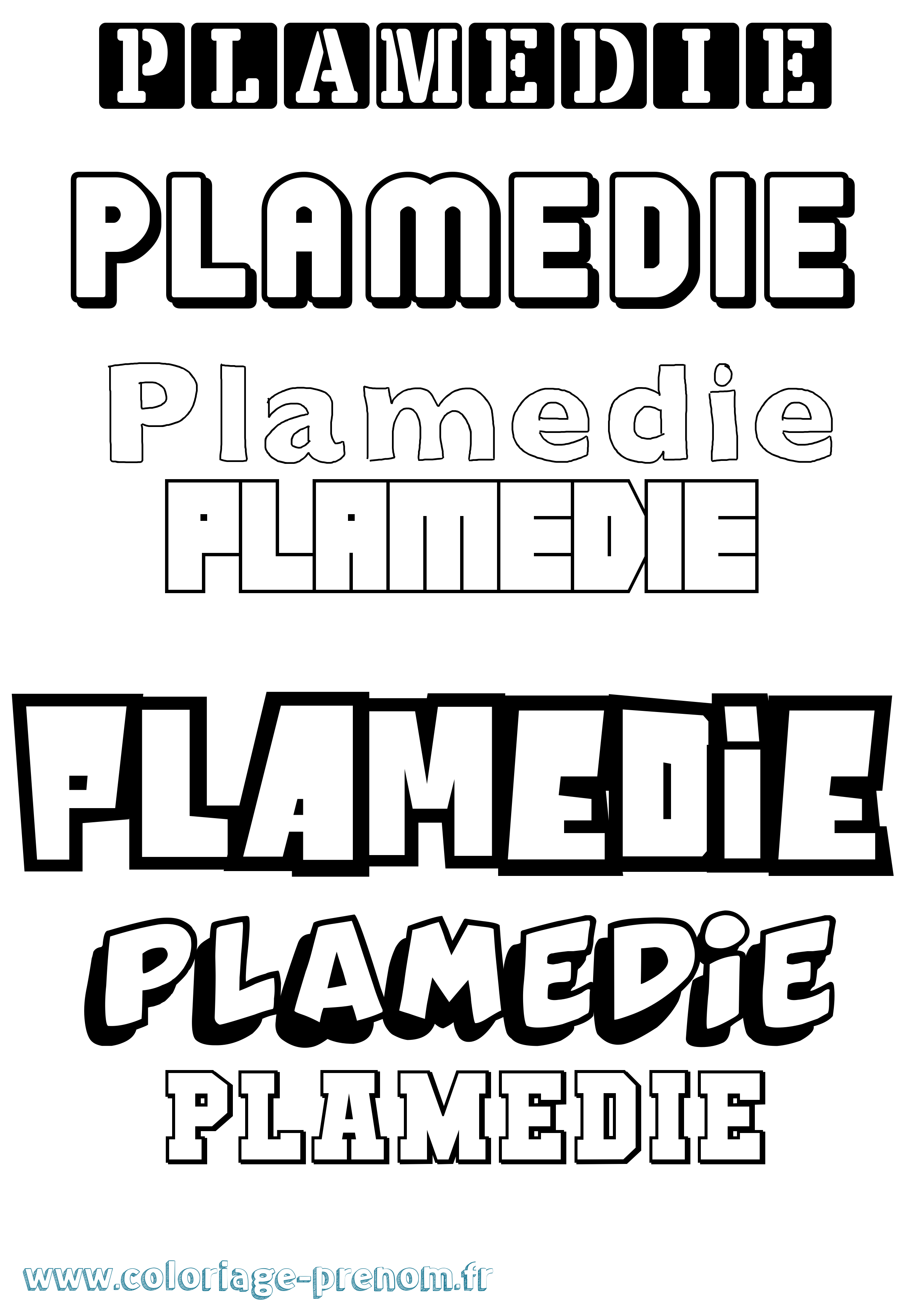 Coloriage prénom Plamedie Simple