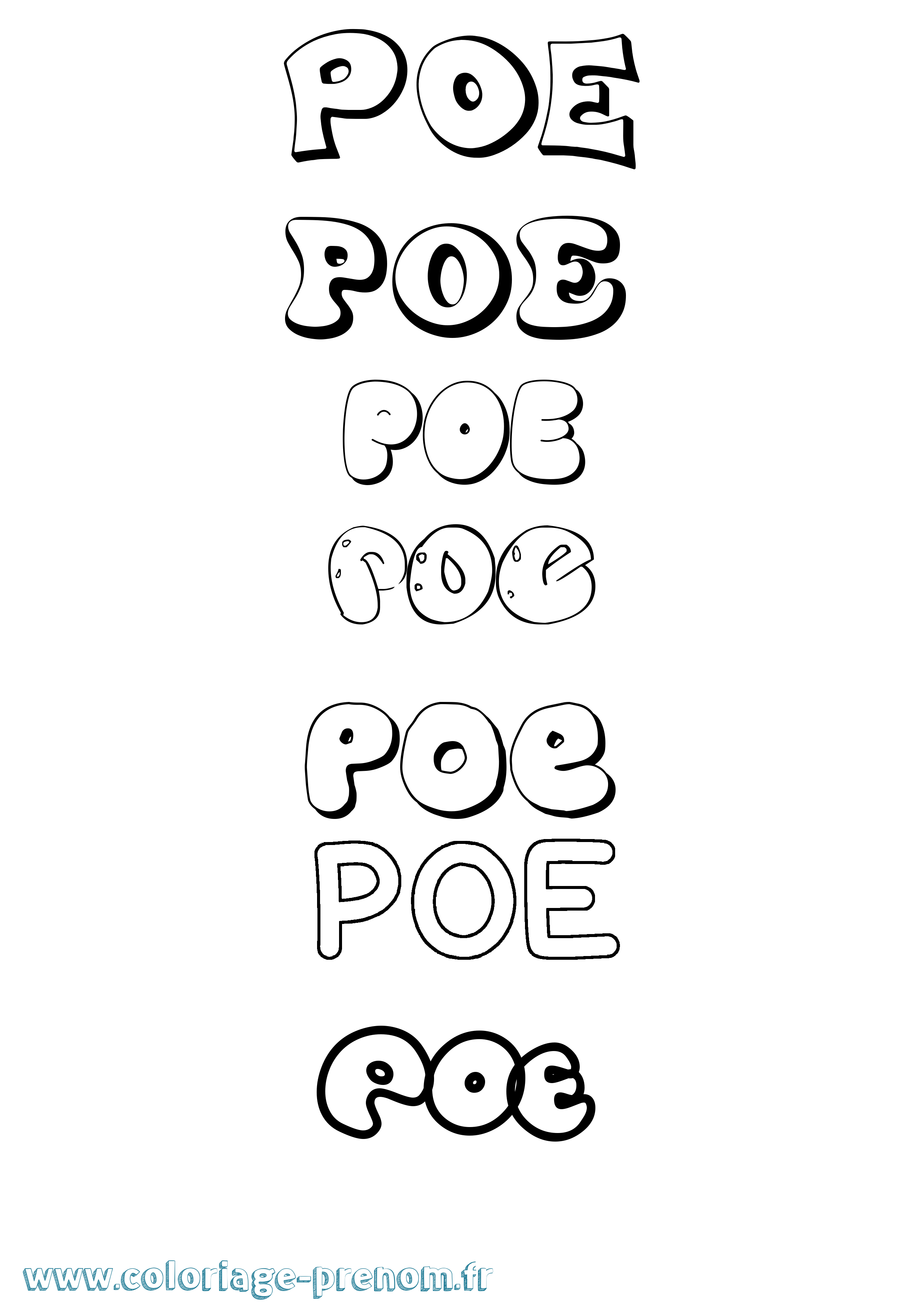 Coloriage prénom Poe Bubble