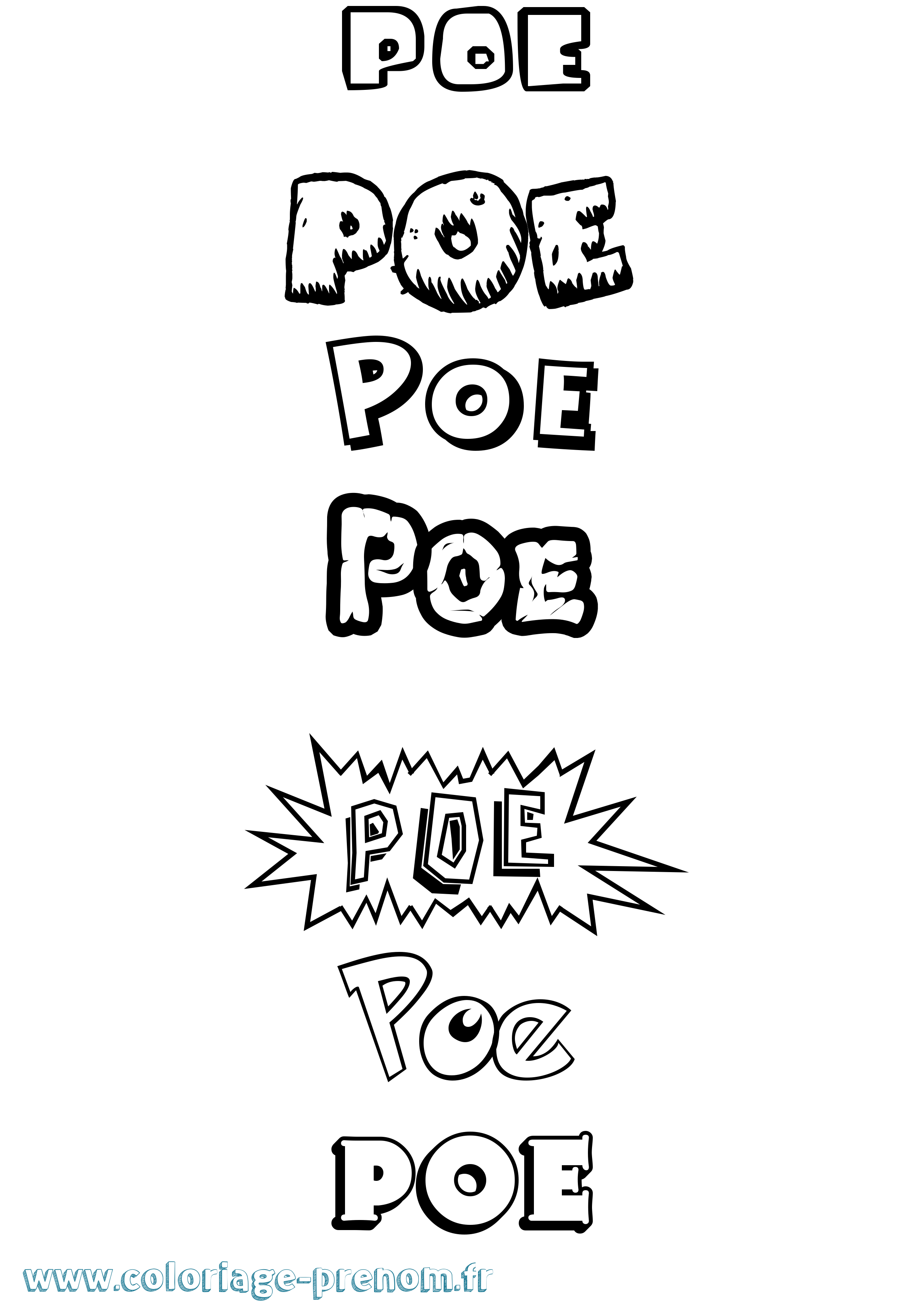 Coloriage prénom Poe Dessin Animé