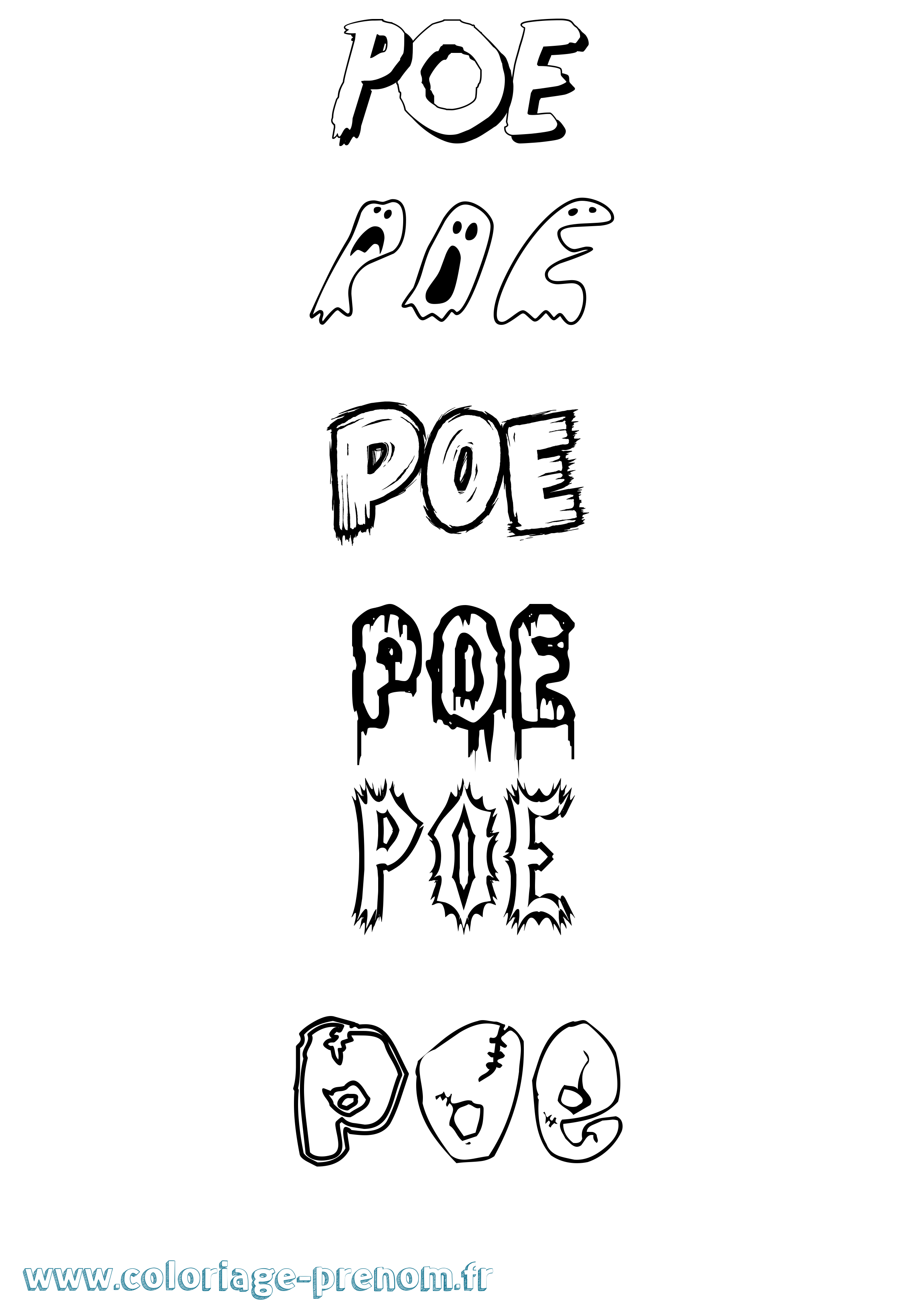 Coloriage prénom Poe Frisson