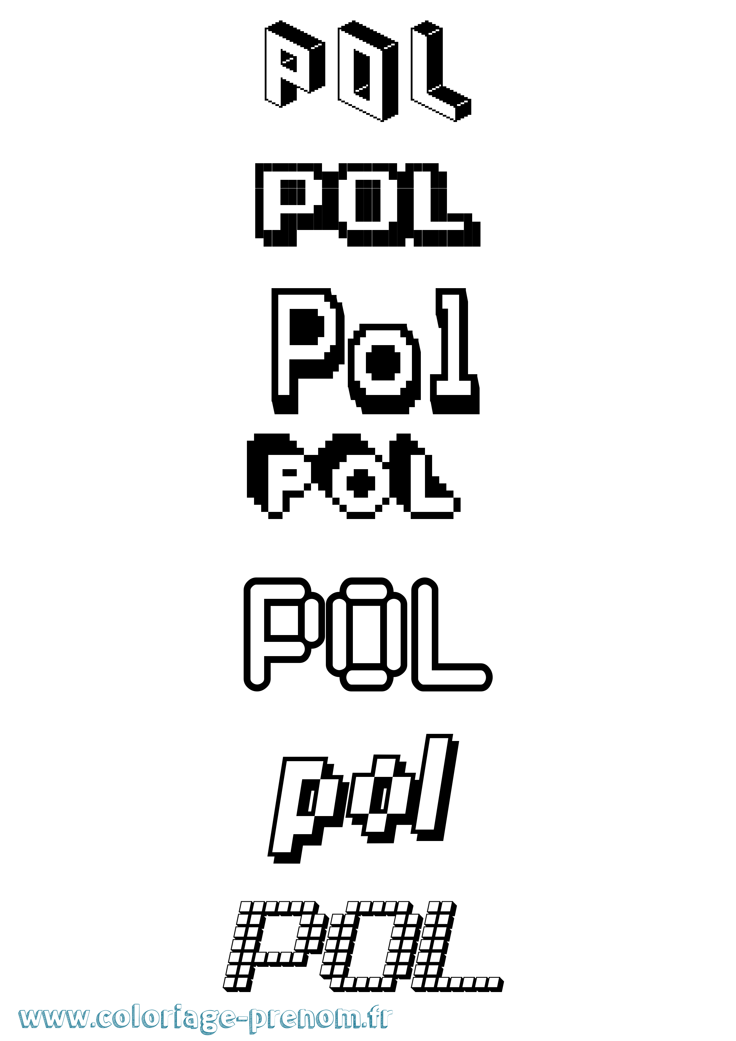 Coloriage prénom Pol Pixel