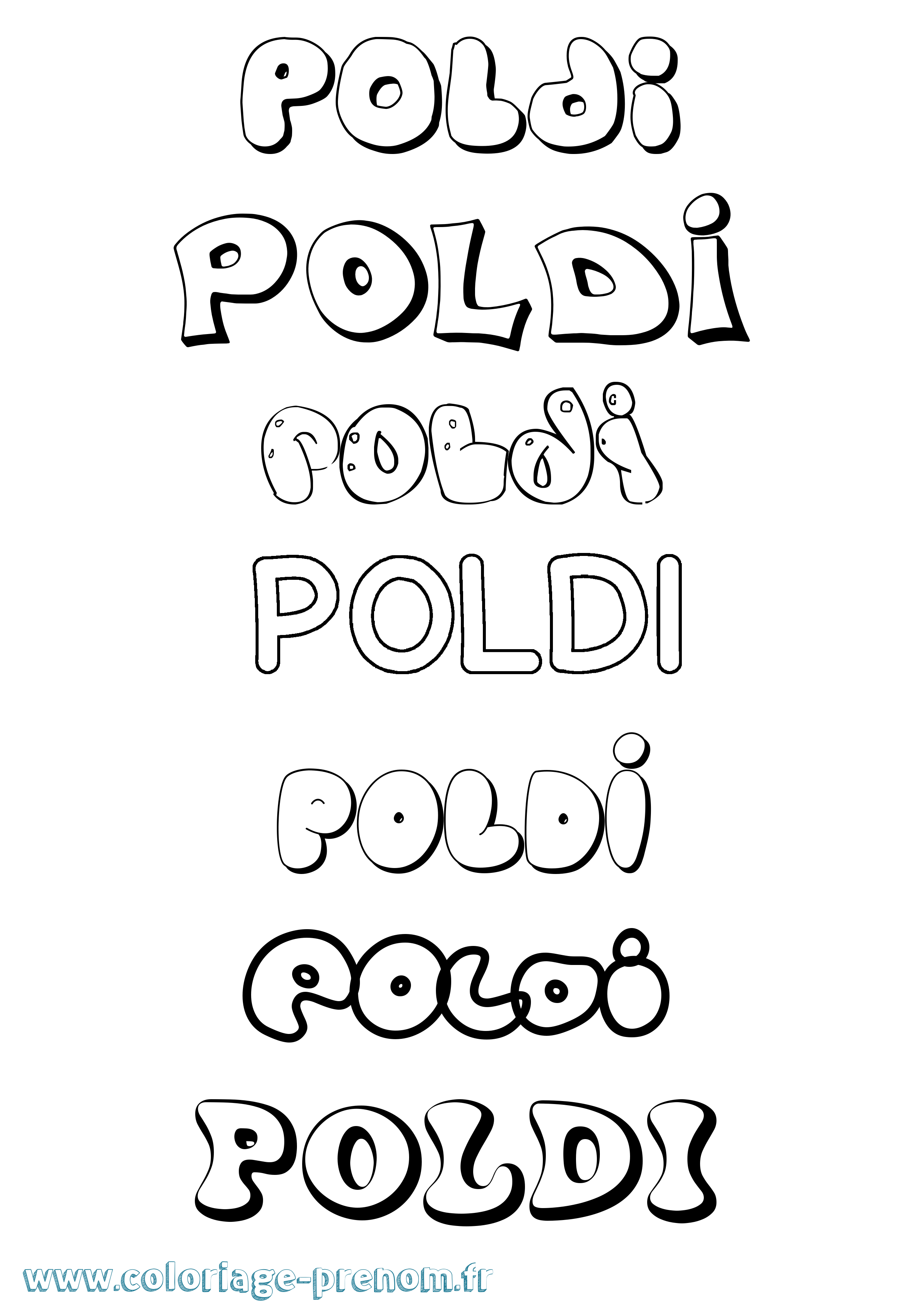 Coloriage prénom Poldi Bubble