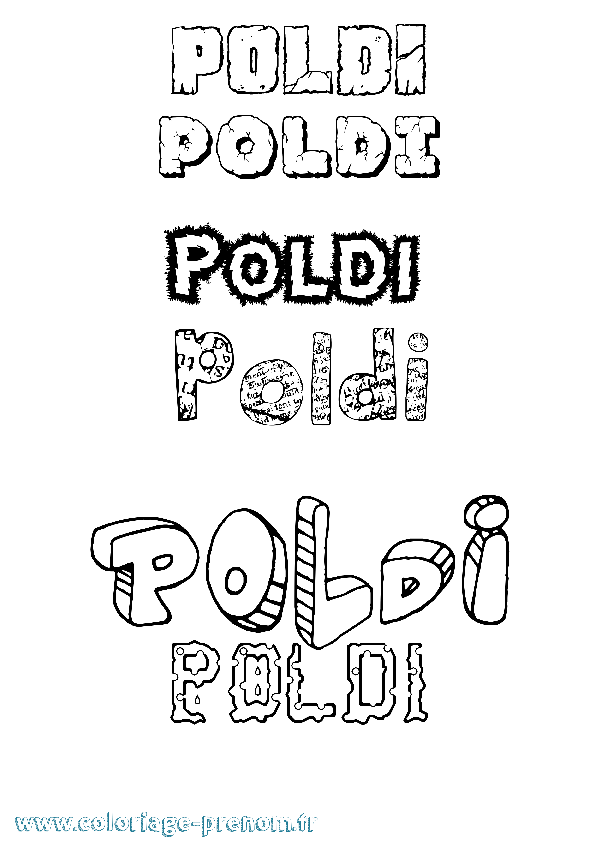 Coloriage prénom Poldi Destructuré