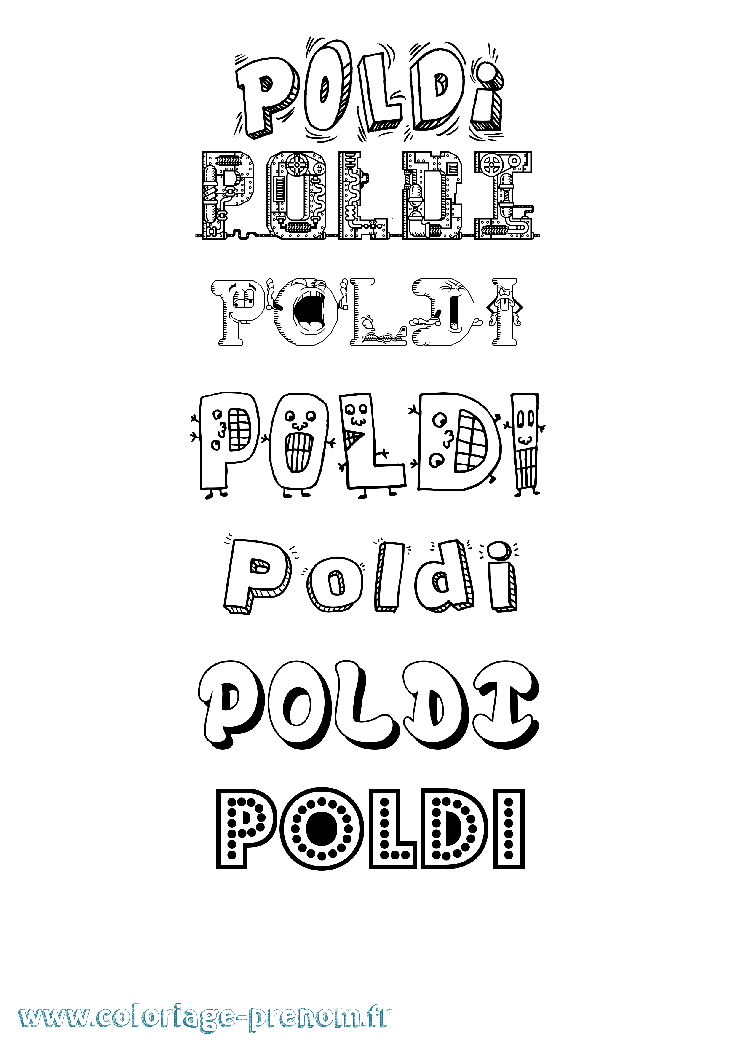 Coloriage prénom Poldi Fun