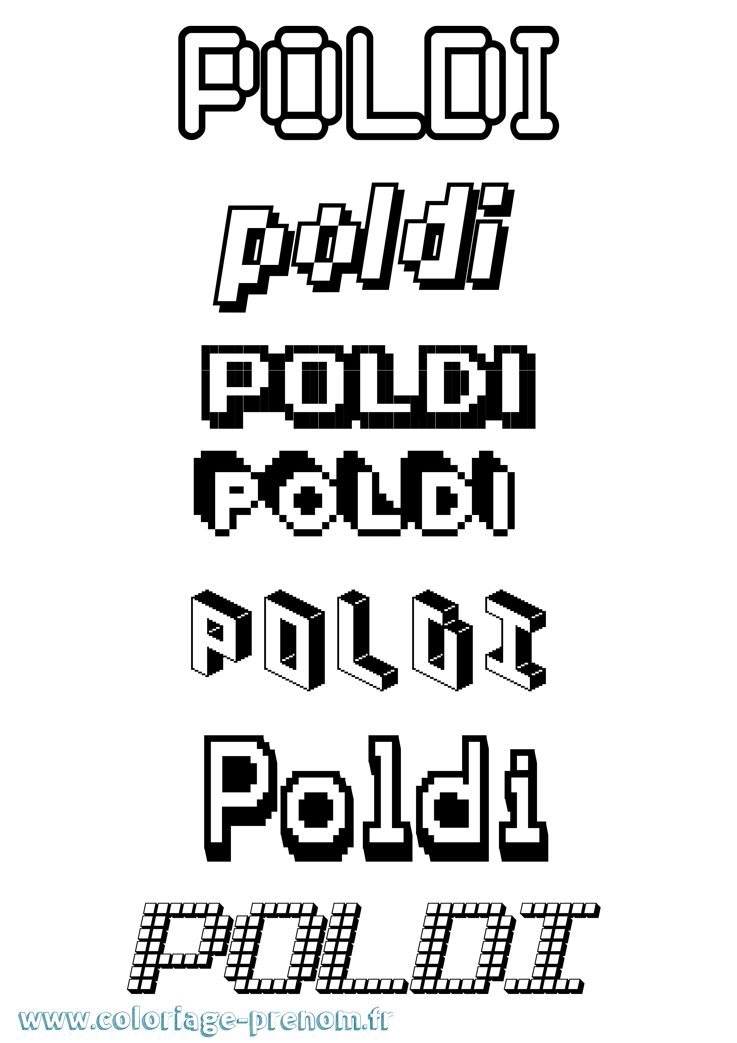 Coloriage prénom Poldi Pixel