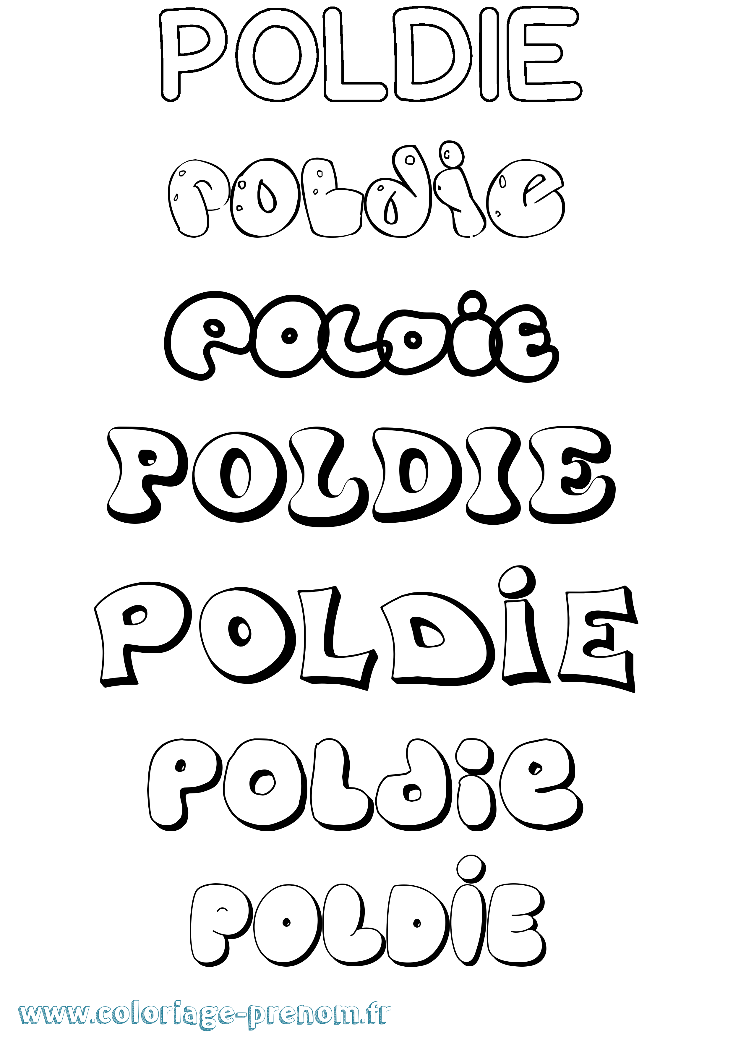 Coloriage prénom Poldie Bubble