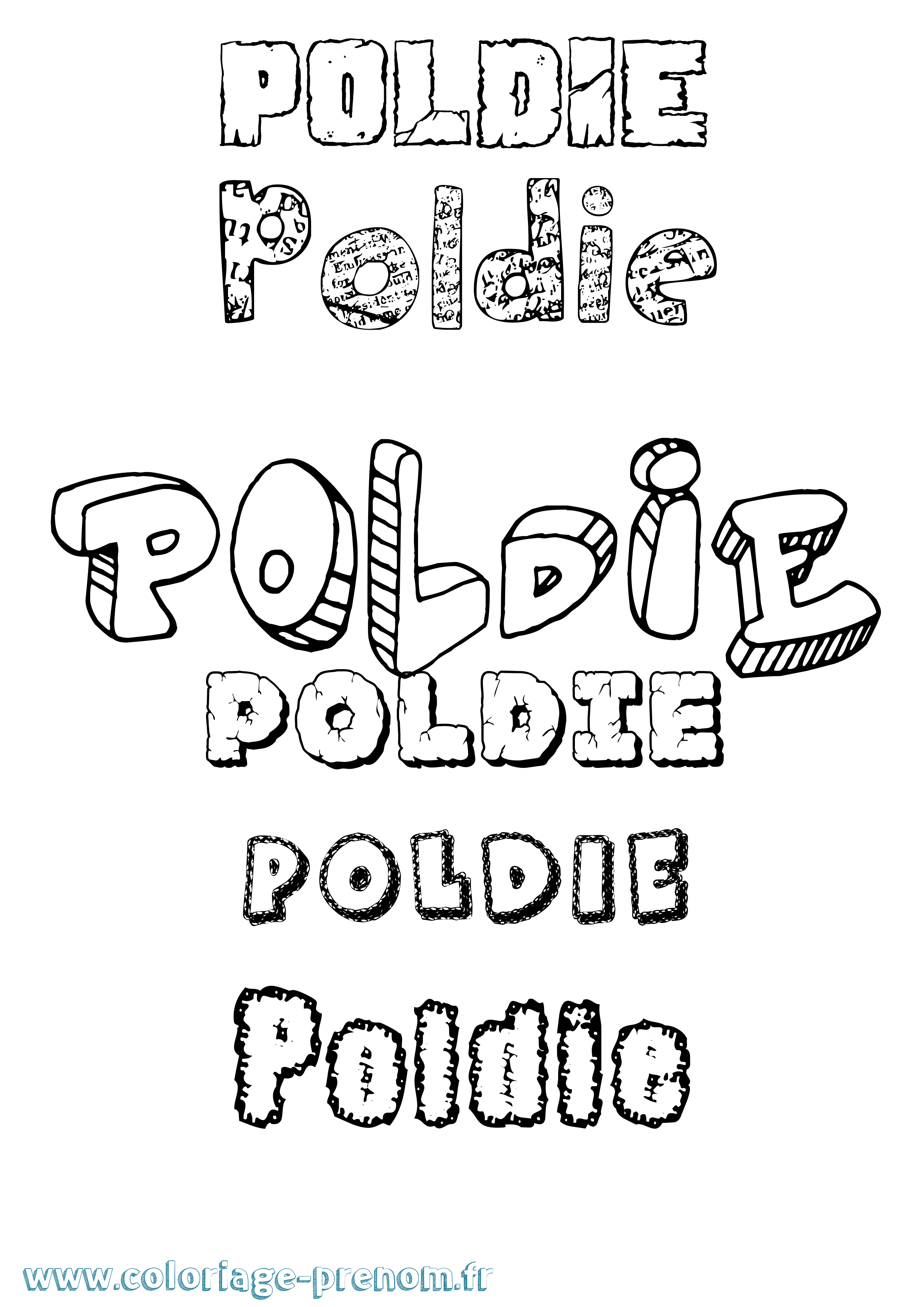 Coloriage Poldie Destructuré Coloriage prénom Poldie Destructuré