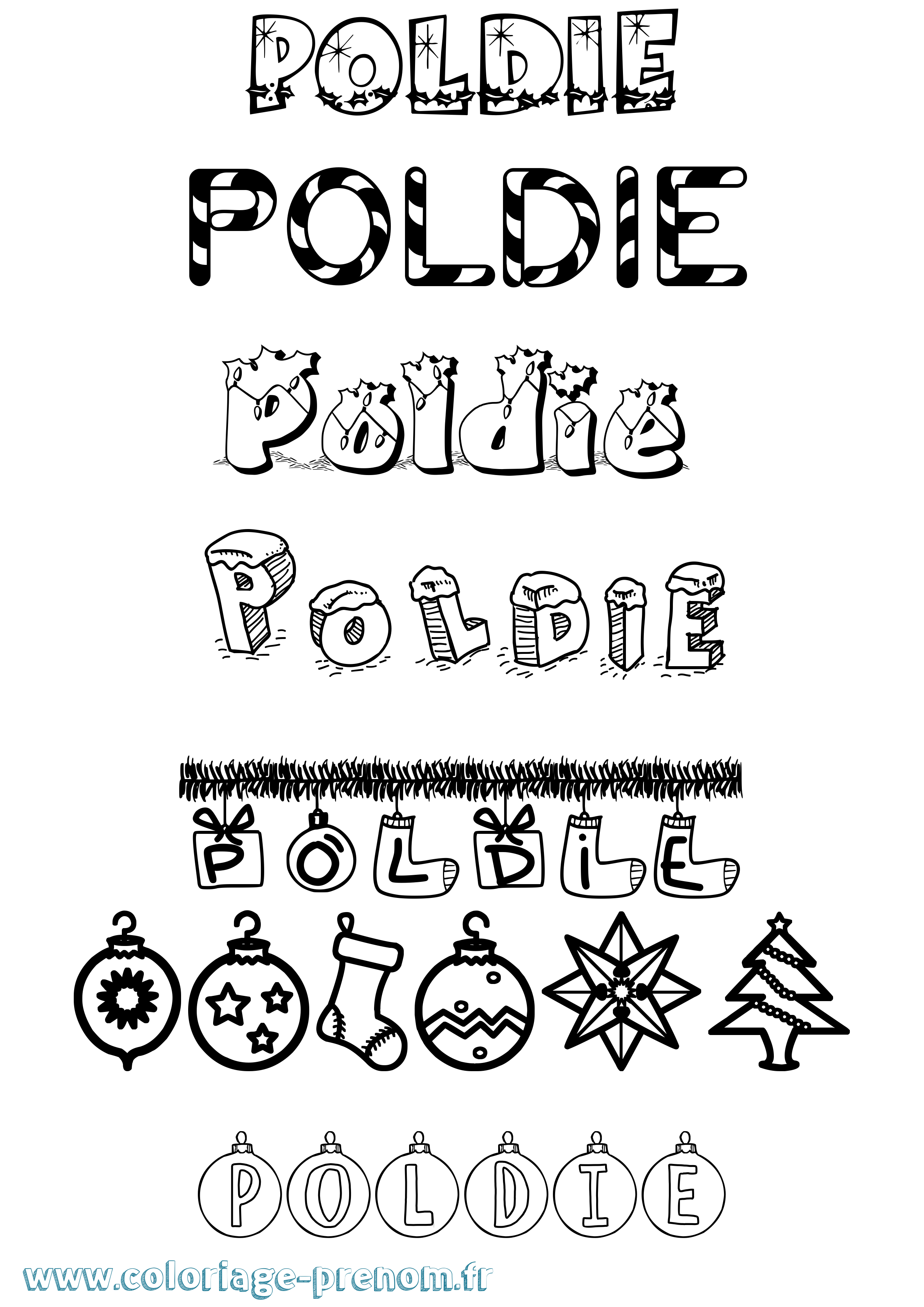 Coloriage Poldie Noël Coloriage prénom Poldie Noël