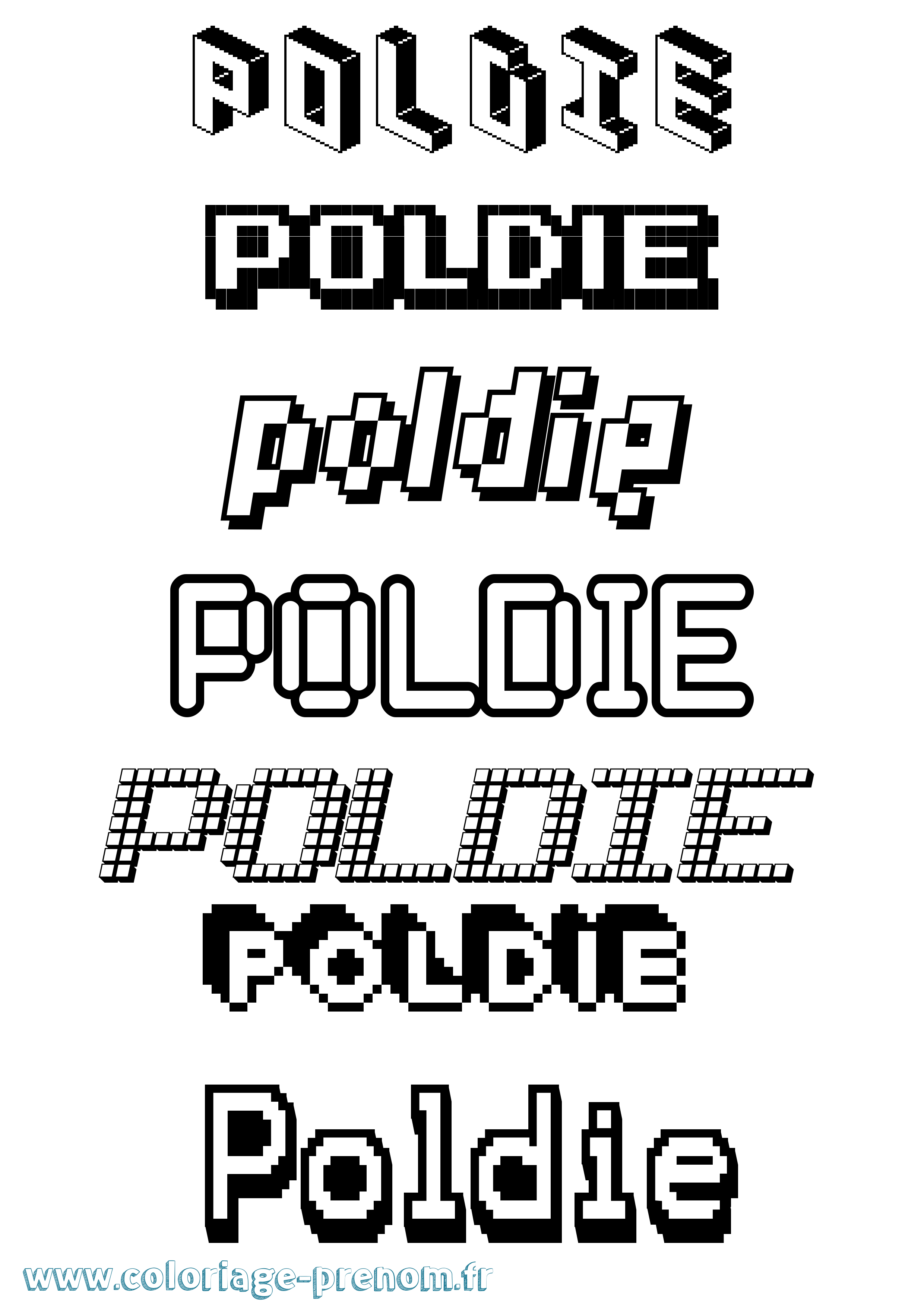 Coloriage prénom Poldie Pixel