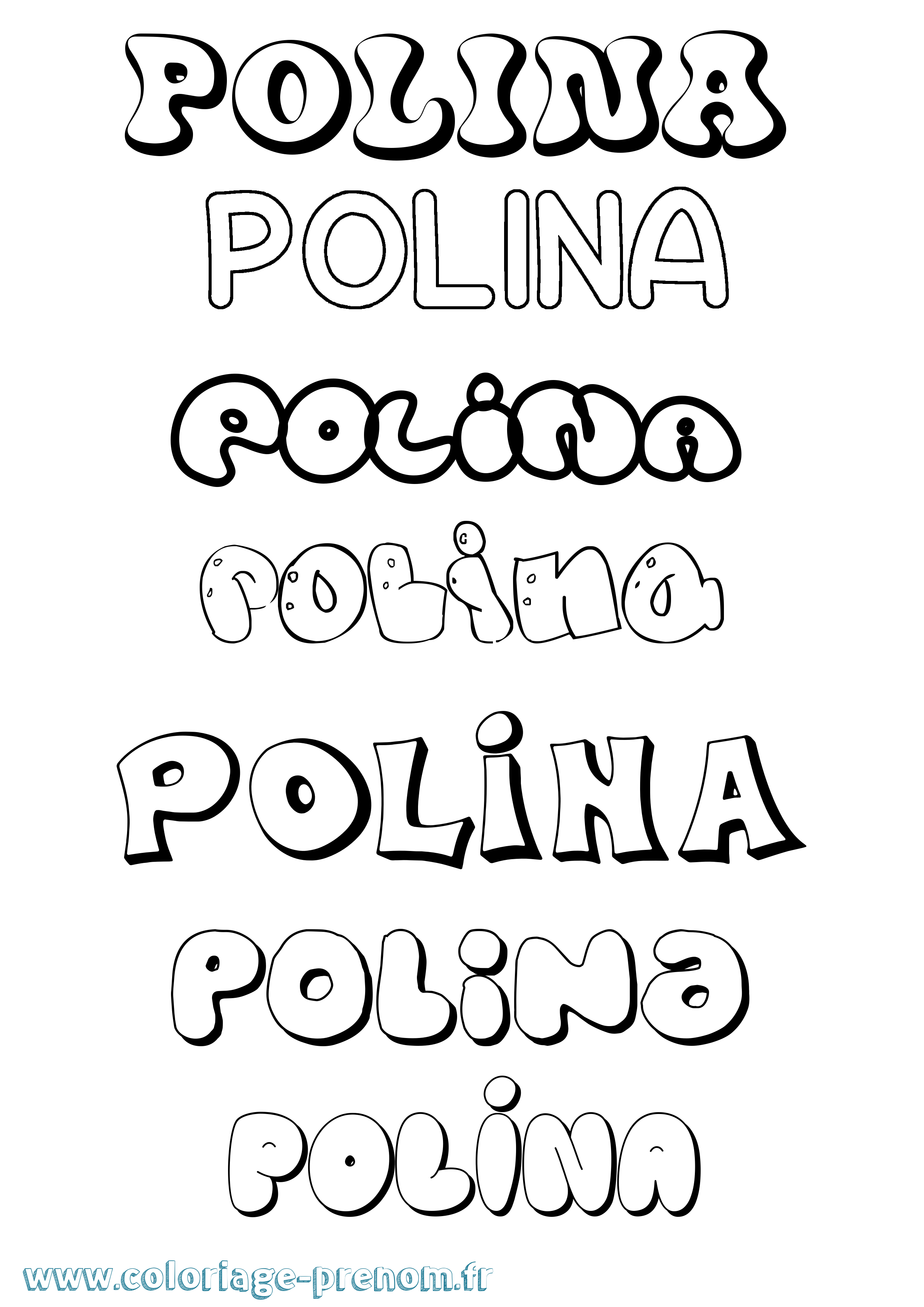Coloriage prénom Polina Bubble