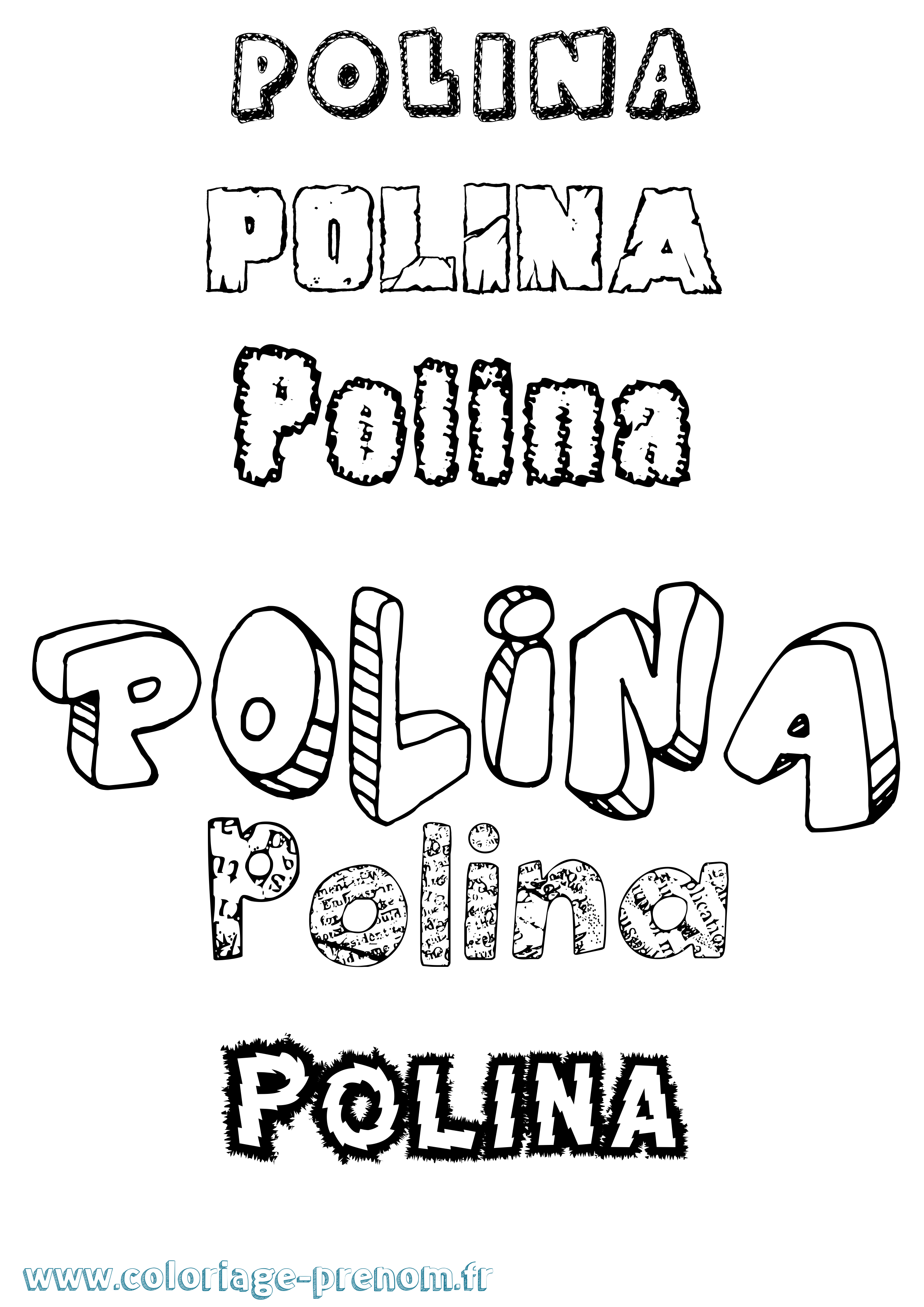 Coloriage prénom Polina Destructuré
