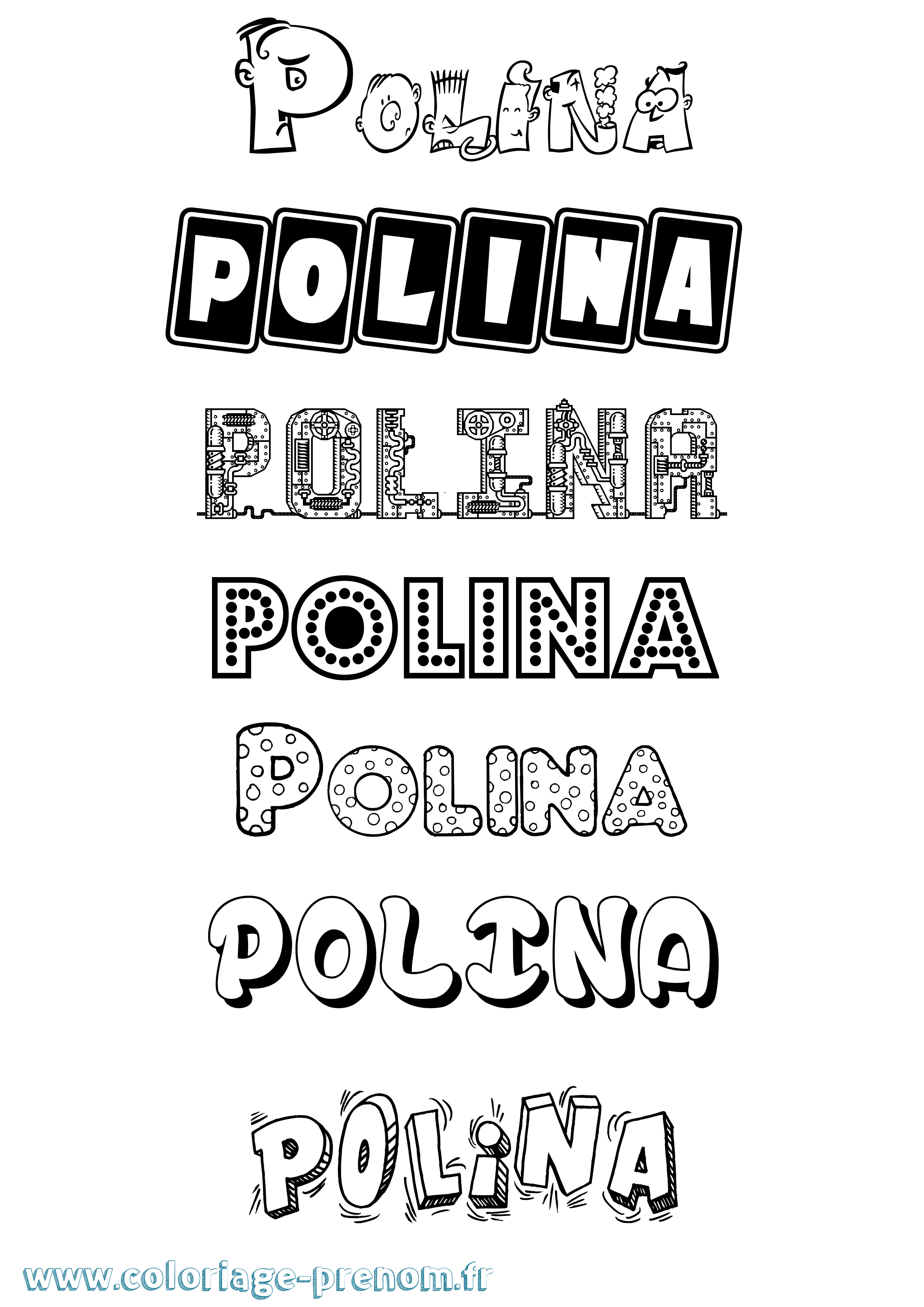 Coloriage prénom Polina Fun
