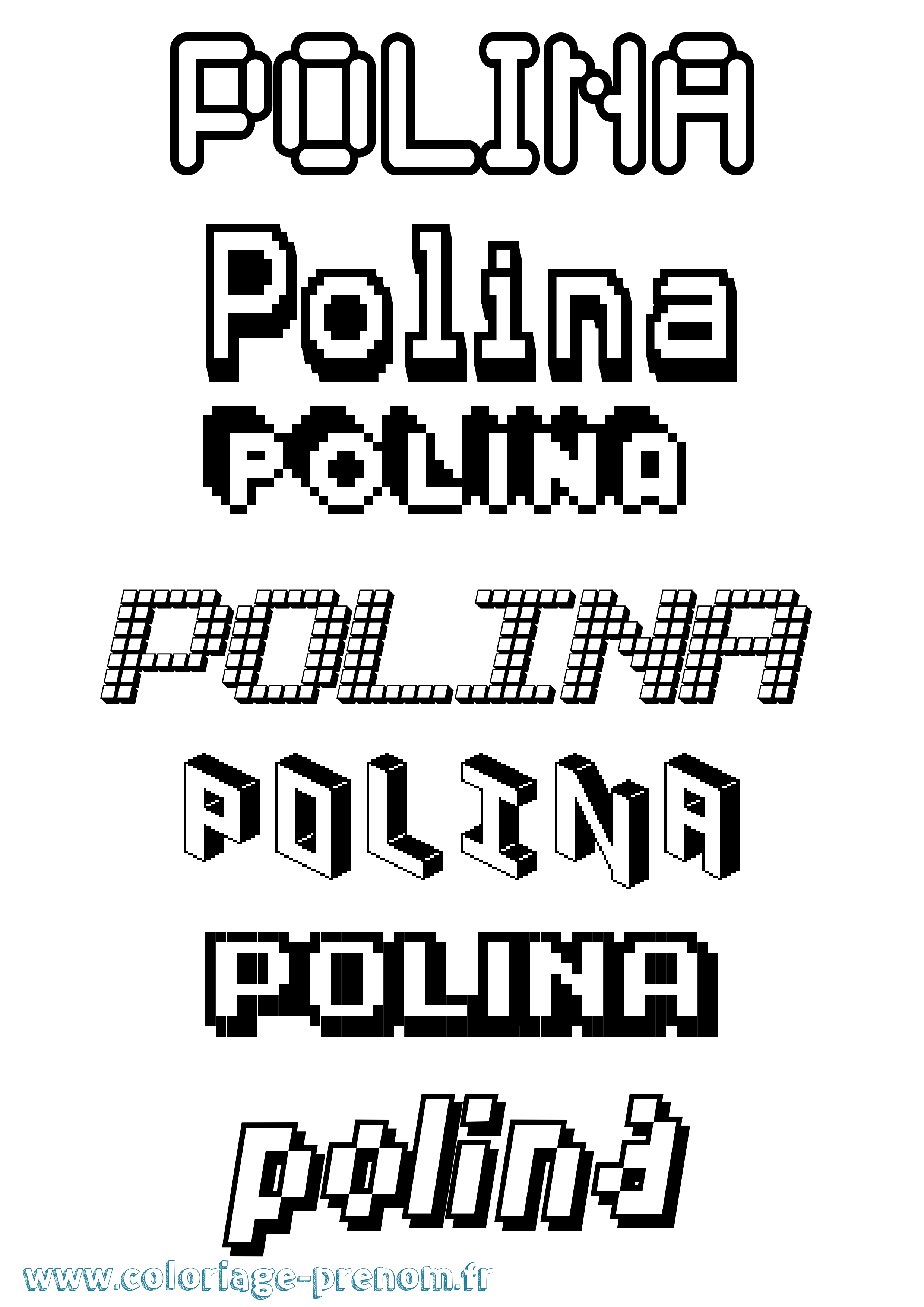 Coloriage prénom Polina Pixel
