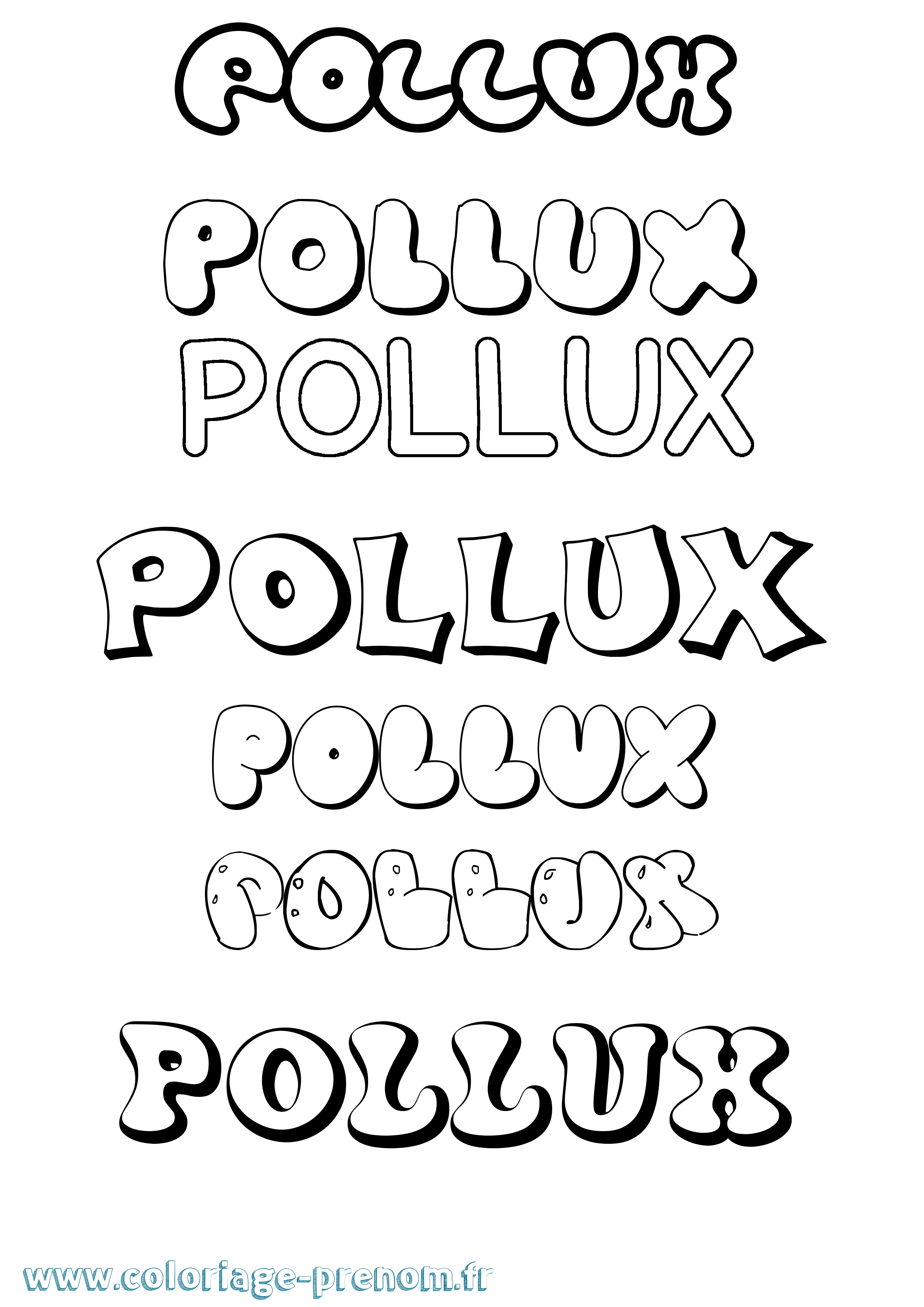 Coloriage Pollux Bubble Coloriage prénom Pollux Bubble
