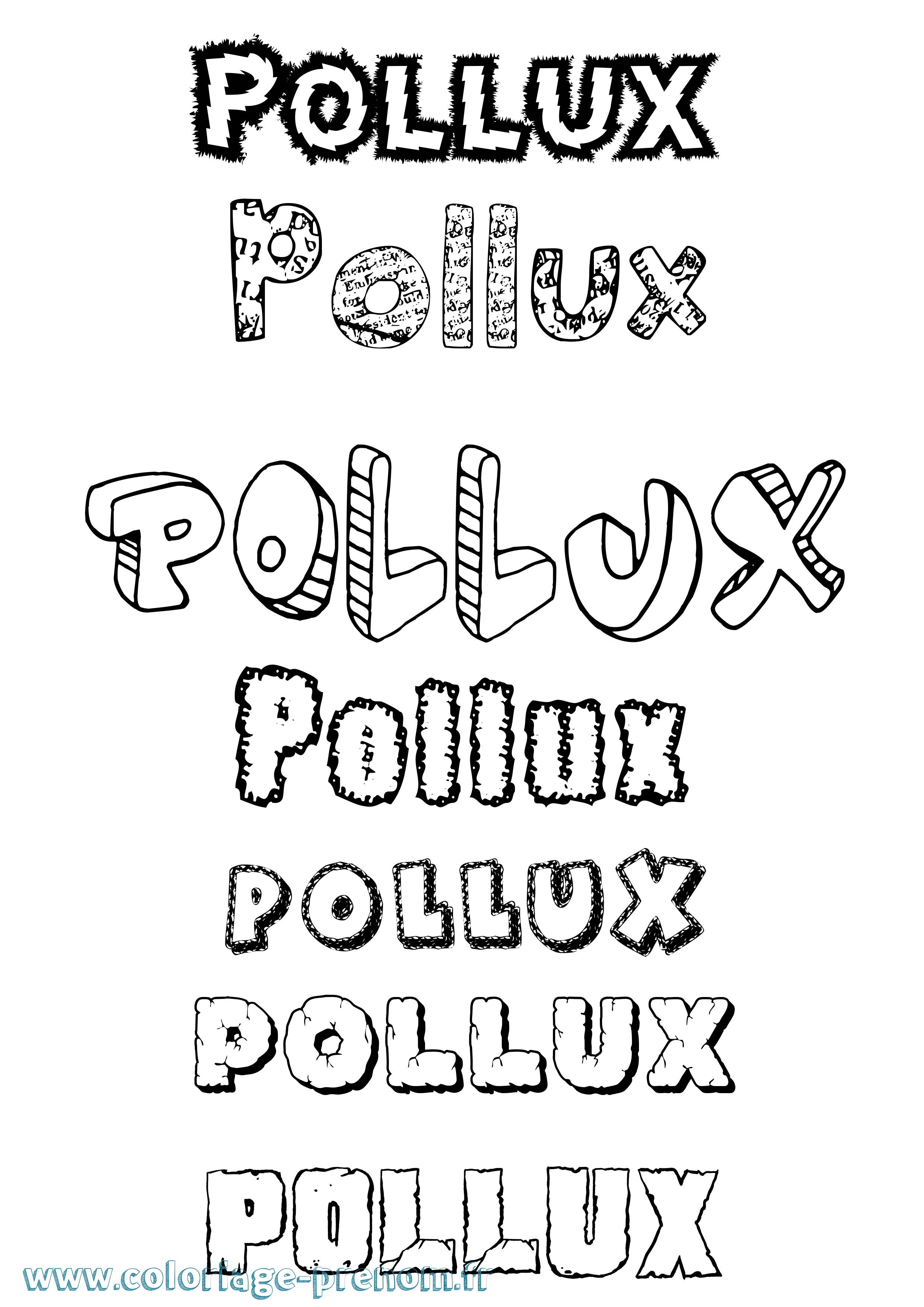Coloriage prénom Pollux Destructuré