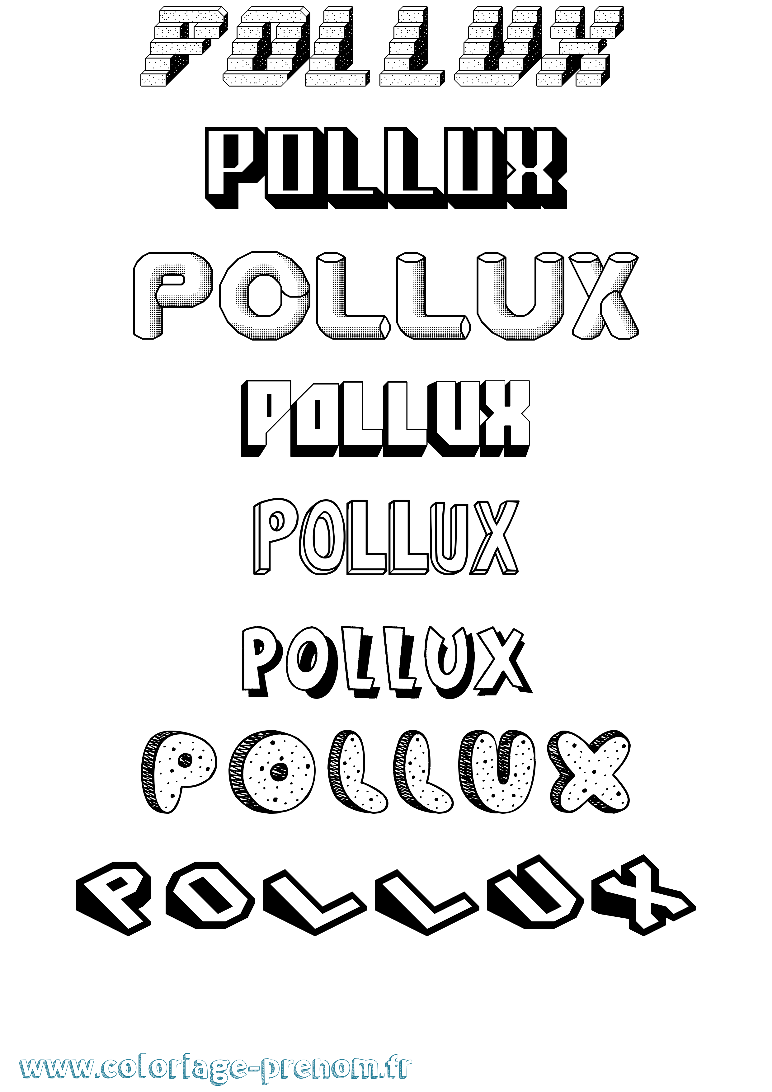 Coloriage prénom Pollux Effet 3D