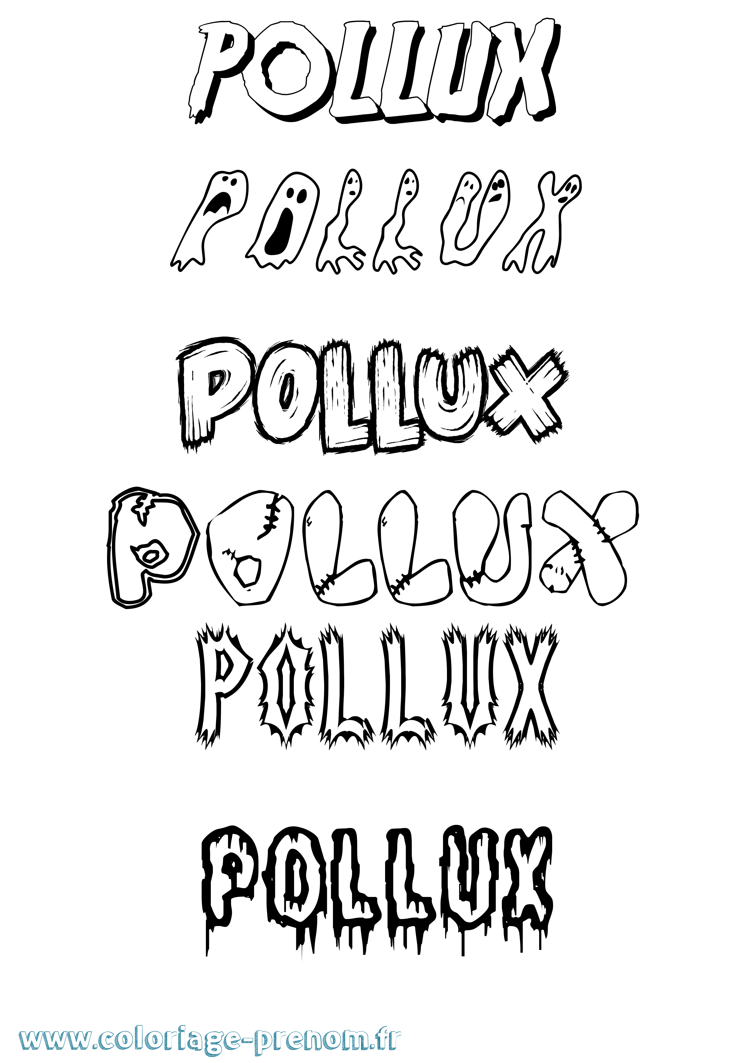 Coloriage Pollux Frisson Coloriage prénom Pollux Frisson