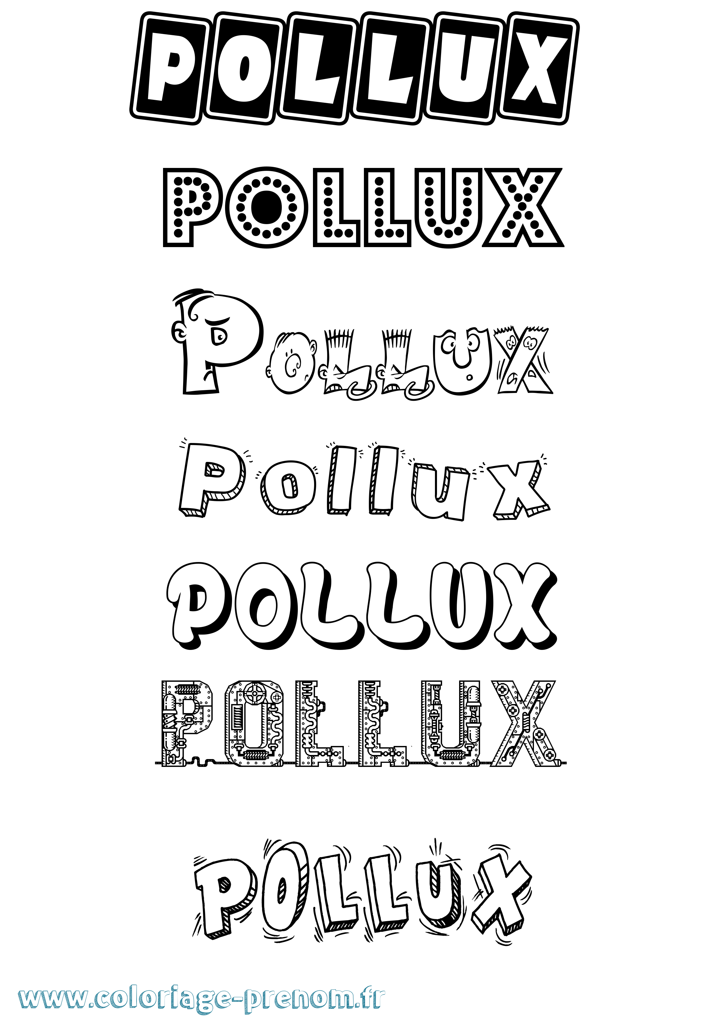 Coloriage prénom Pollux Fun