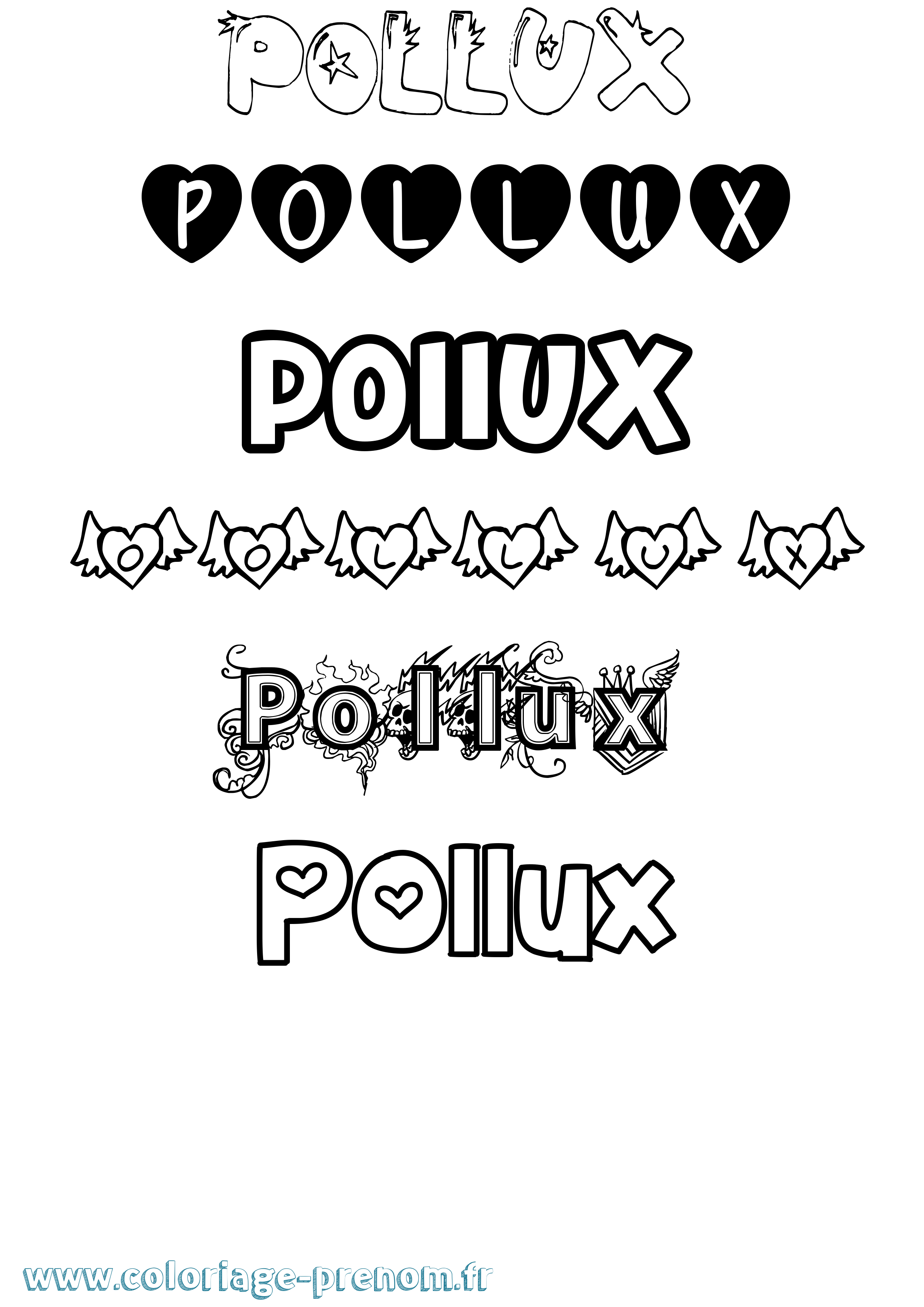 Coloriage prénom Pollux Girly