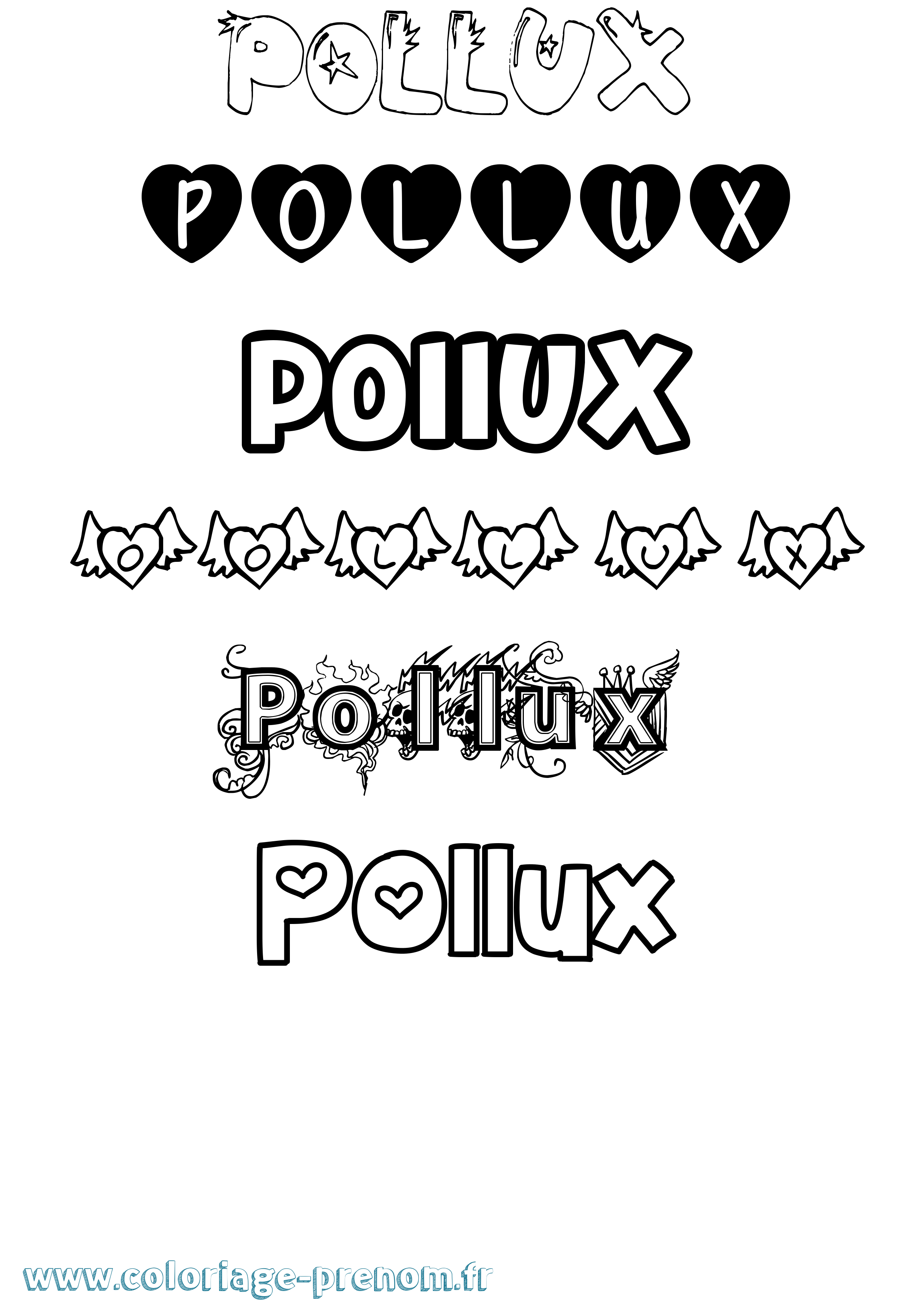 Coloriage Pollux Girly Coloriage prénom Pollux Girly