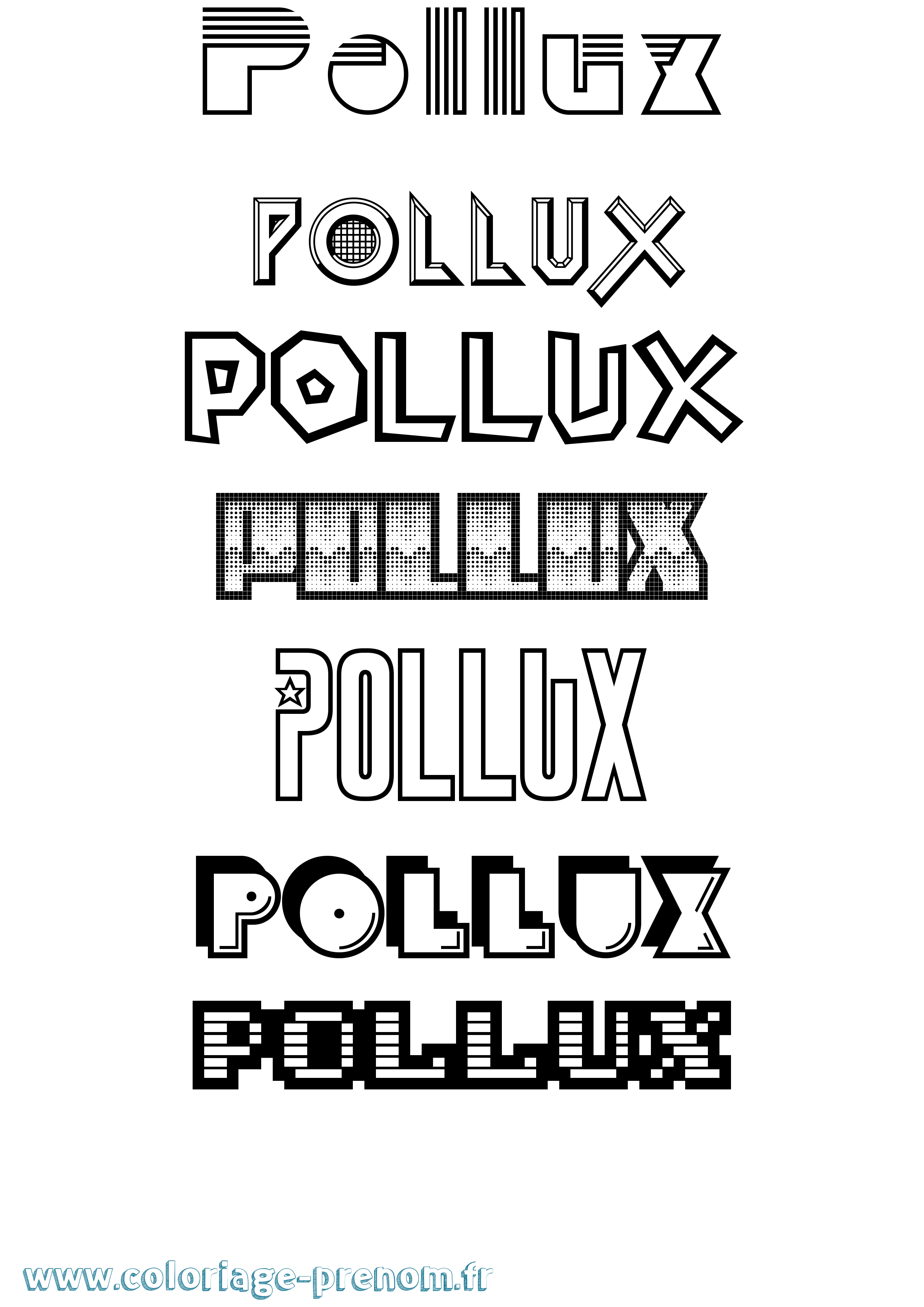 Coloriage Pollux Jeux Vidéos Coloriage prénom Pollux Jeux Vidéos