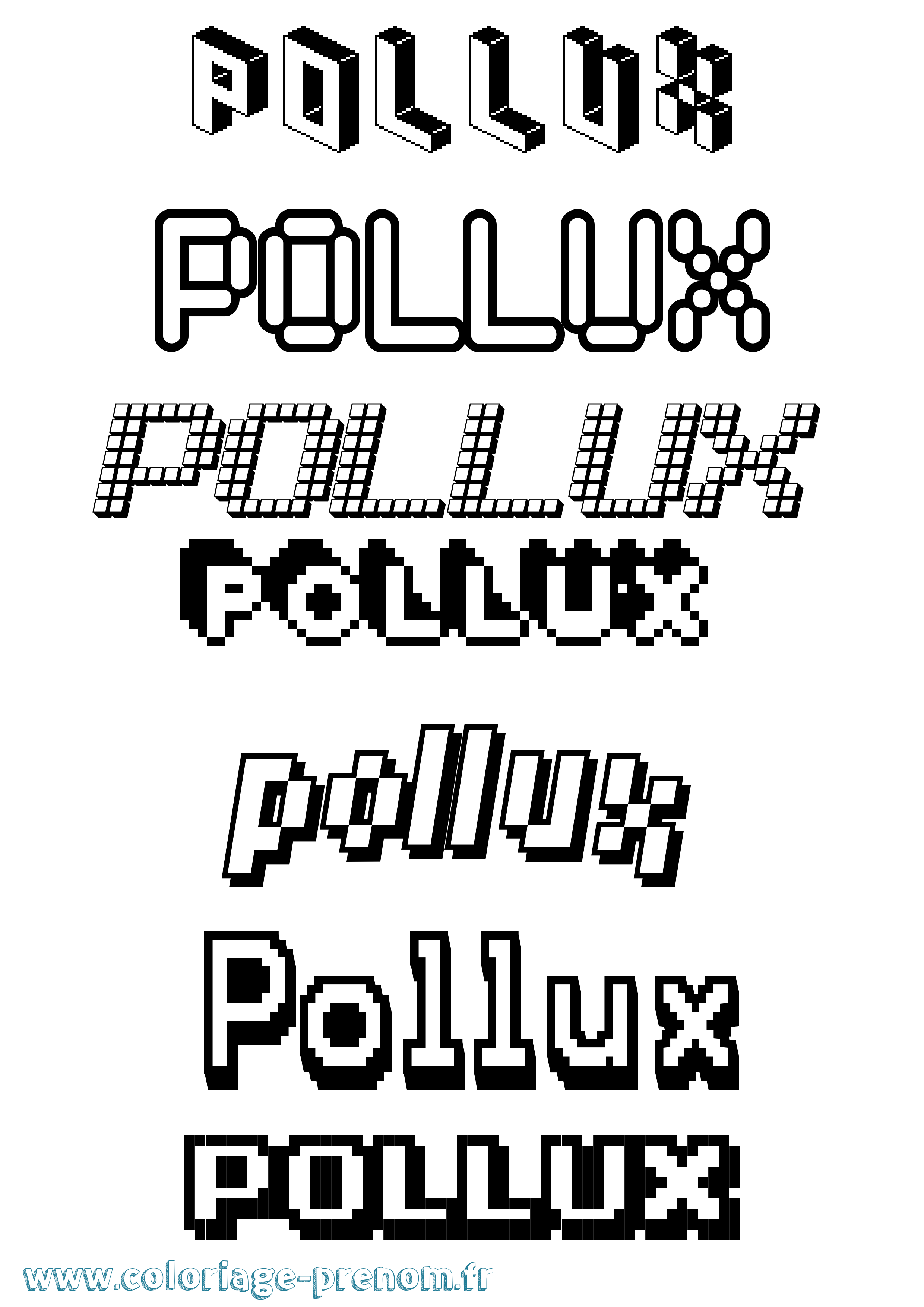 Coloriage prénom Pollux Pixel