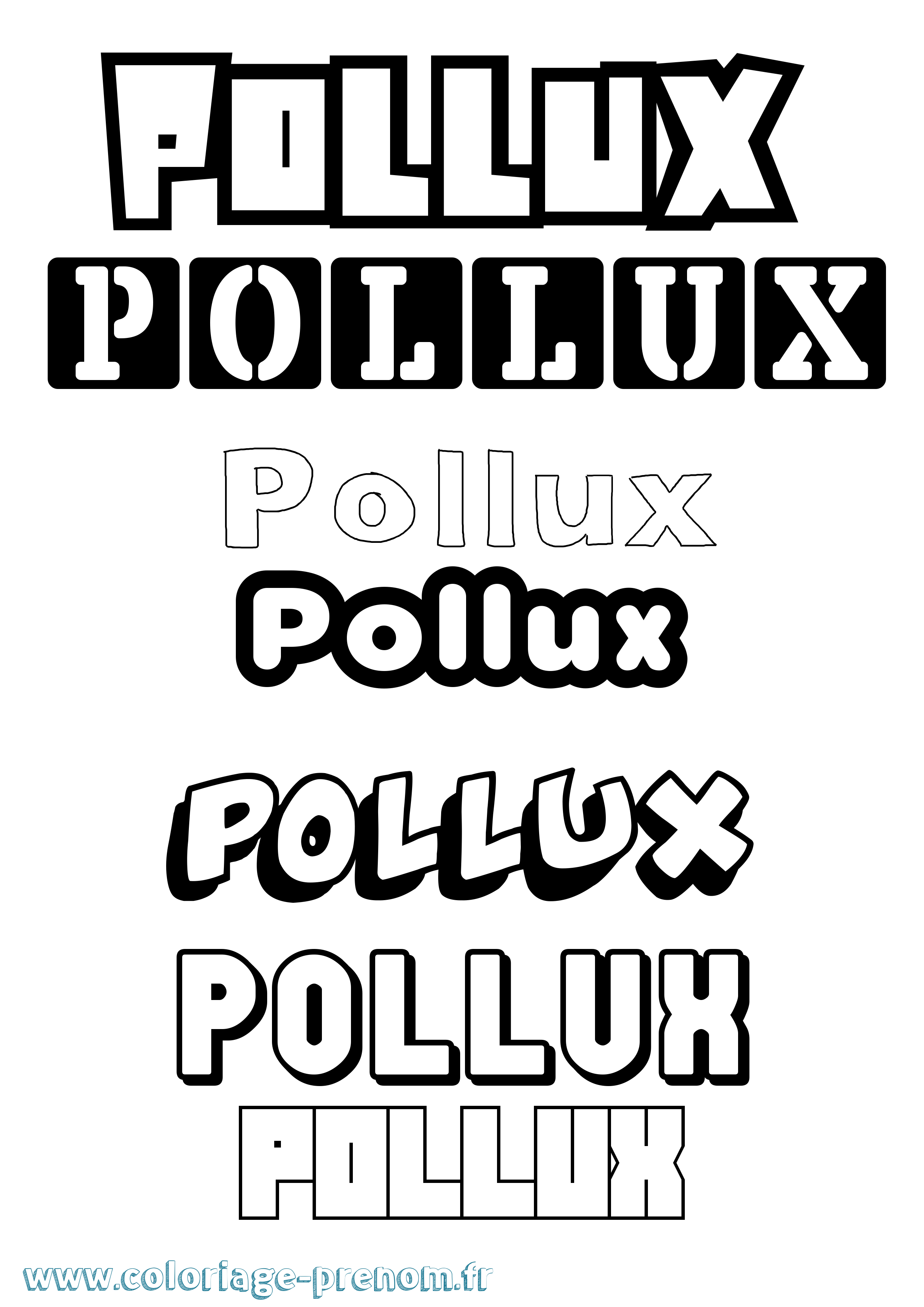 Coloriage Pollux Simple Coloriage prénom Pollux Simple