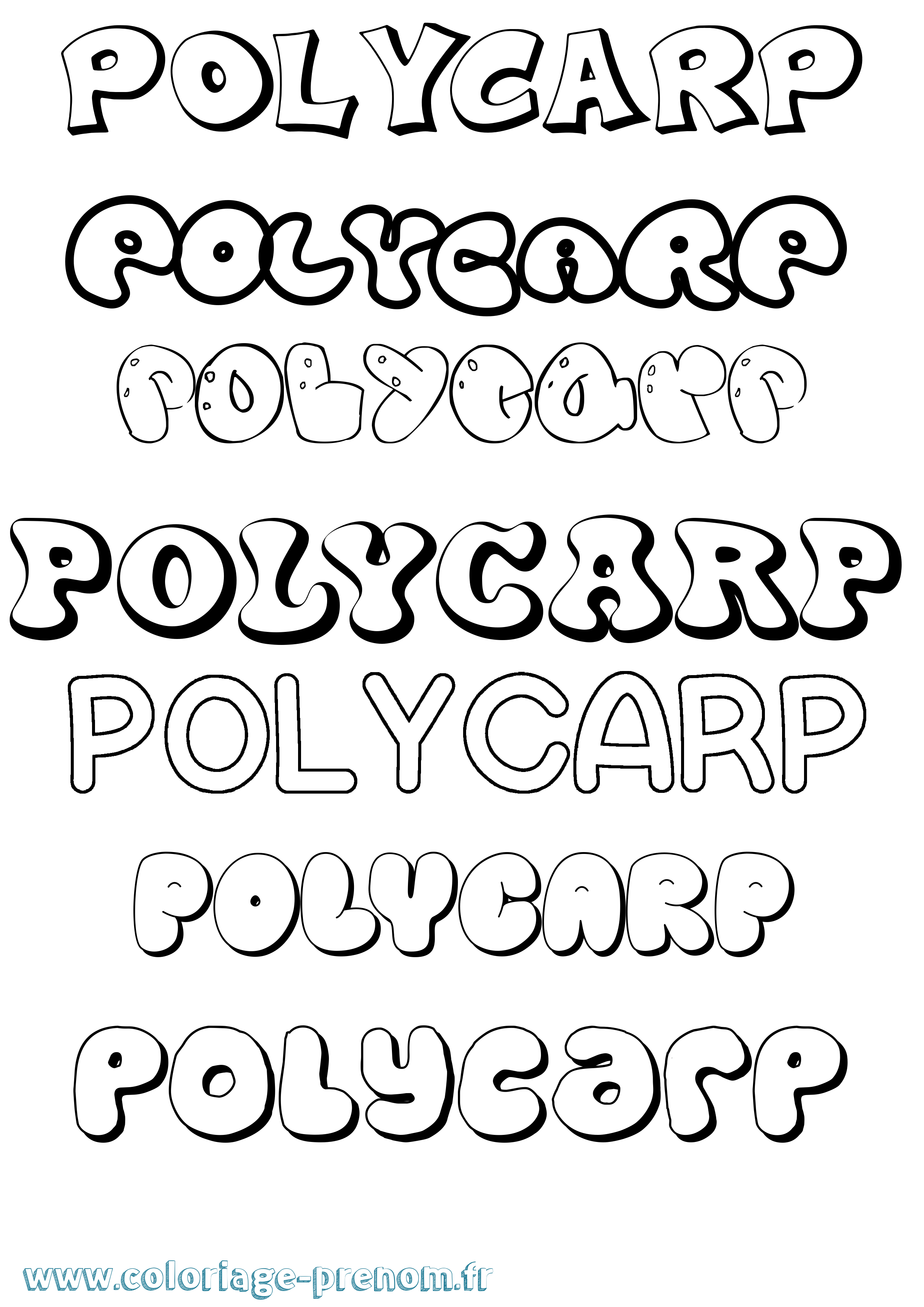 Coloriage Polycarp Bubble Coloriage prénom Polycarp Bubble