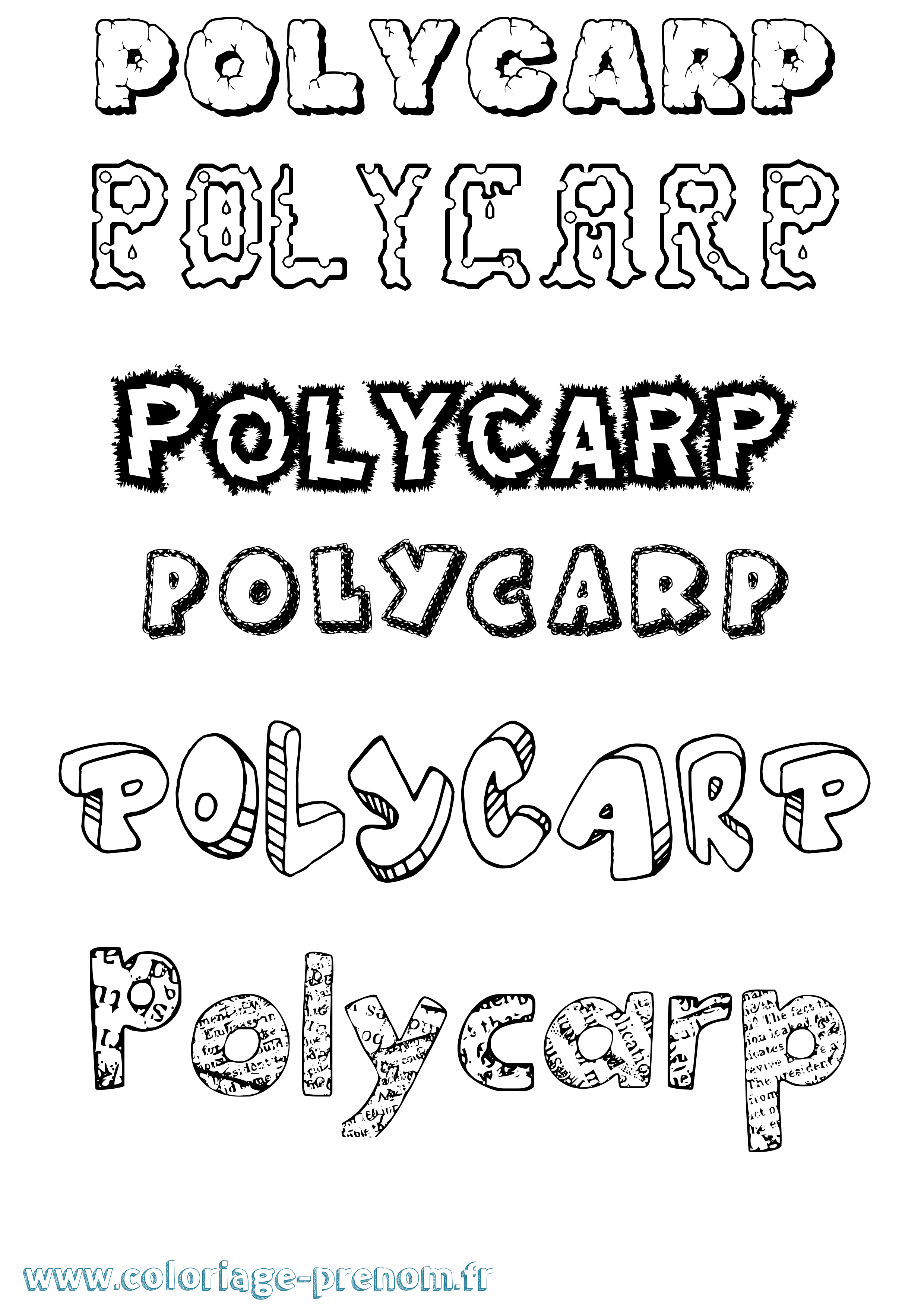 Coloriage Polycarp Destructuré Coloriage prénom Polycarp Destructuré