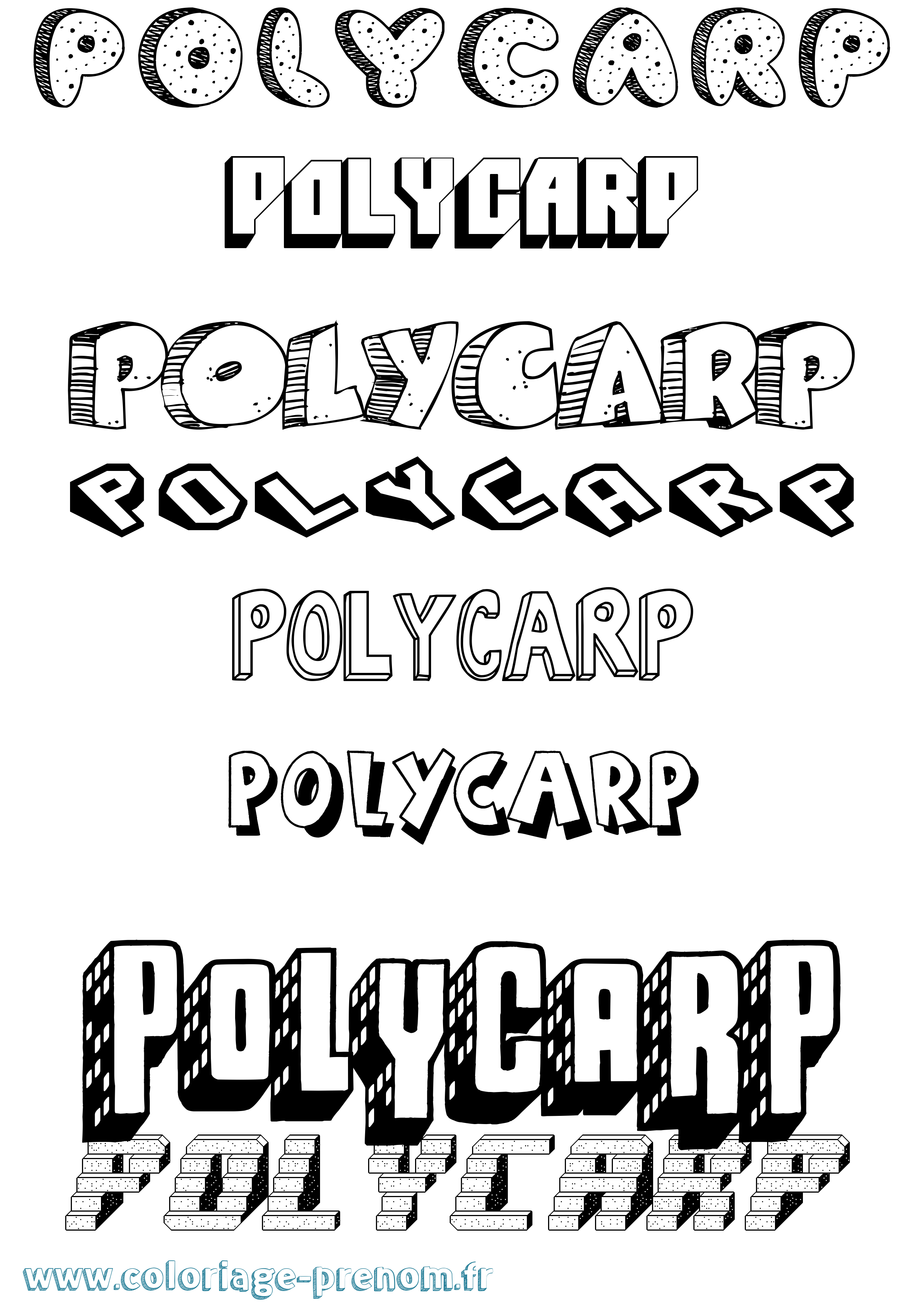 Coloriage Polycarp Effet 3D Coloriage prénom Polycarp Effet 3D