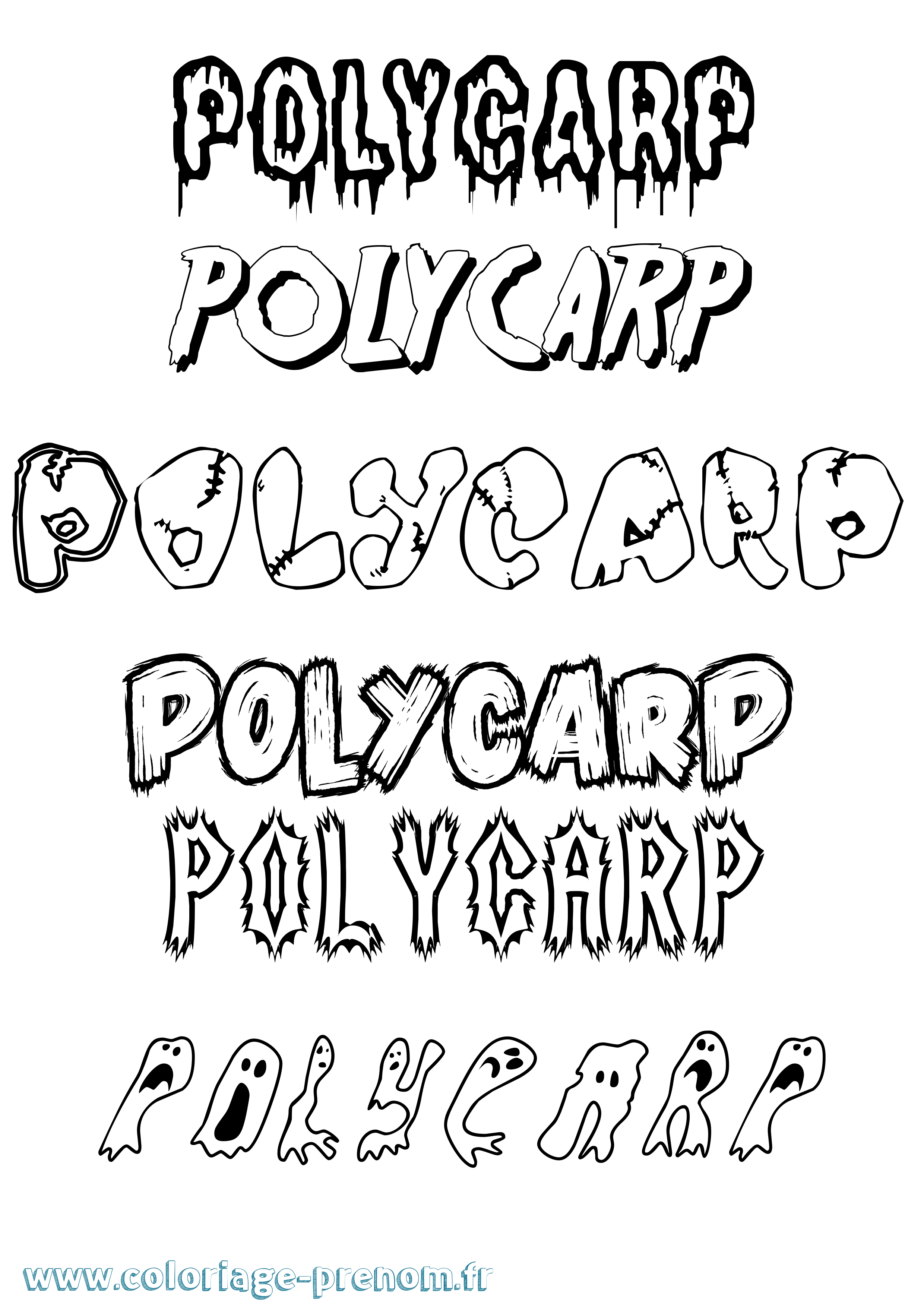 Coloriage Polycarp Frisson Coloriage prénom Polycarp Frisson