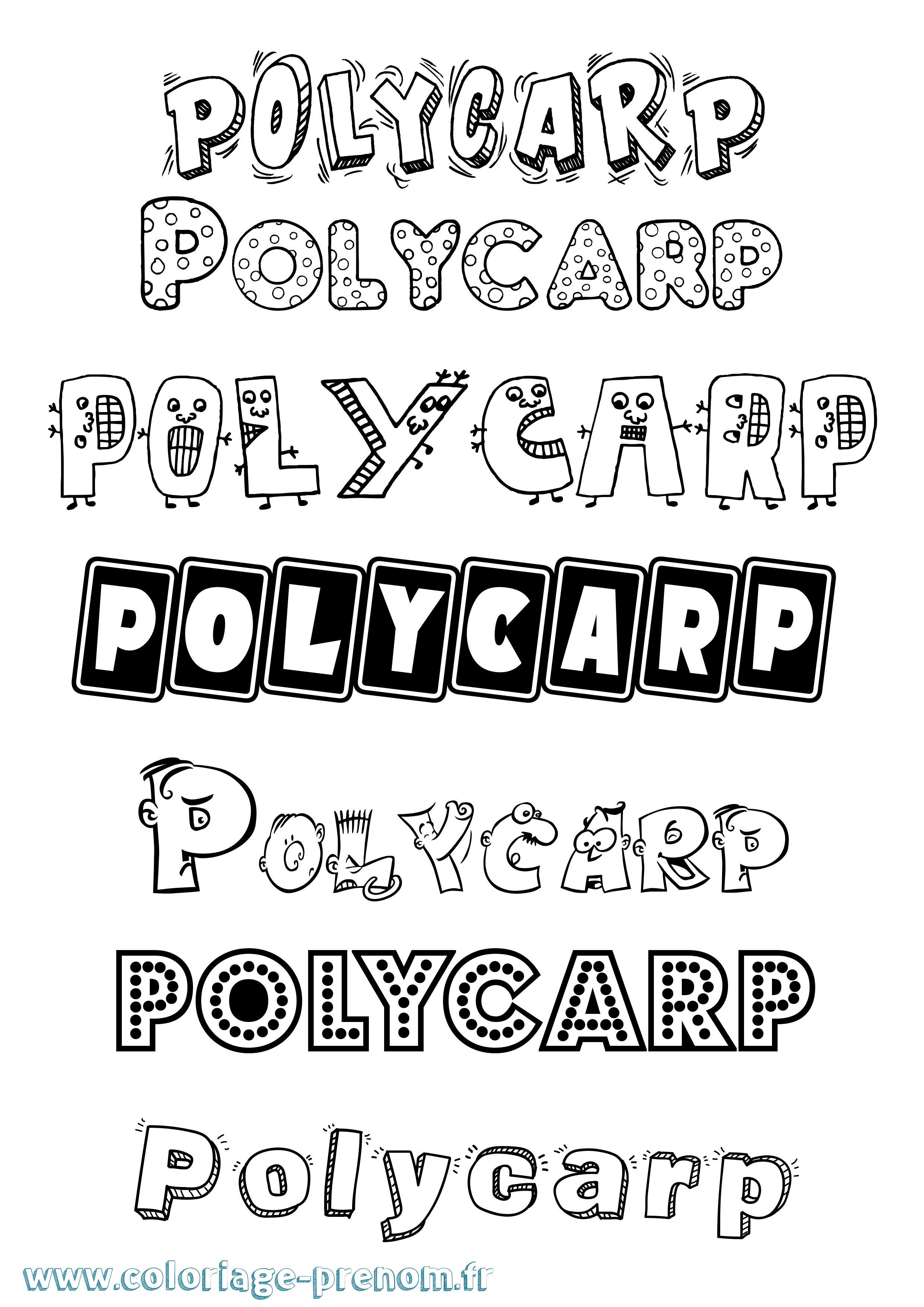 Coloriage Polycarp Fun Coloriage prénom Polycarp Fun