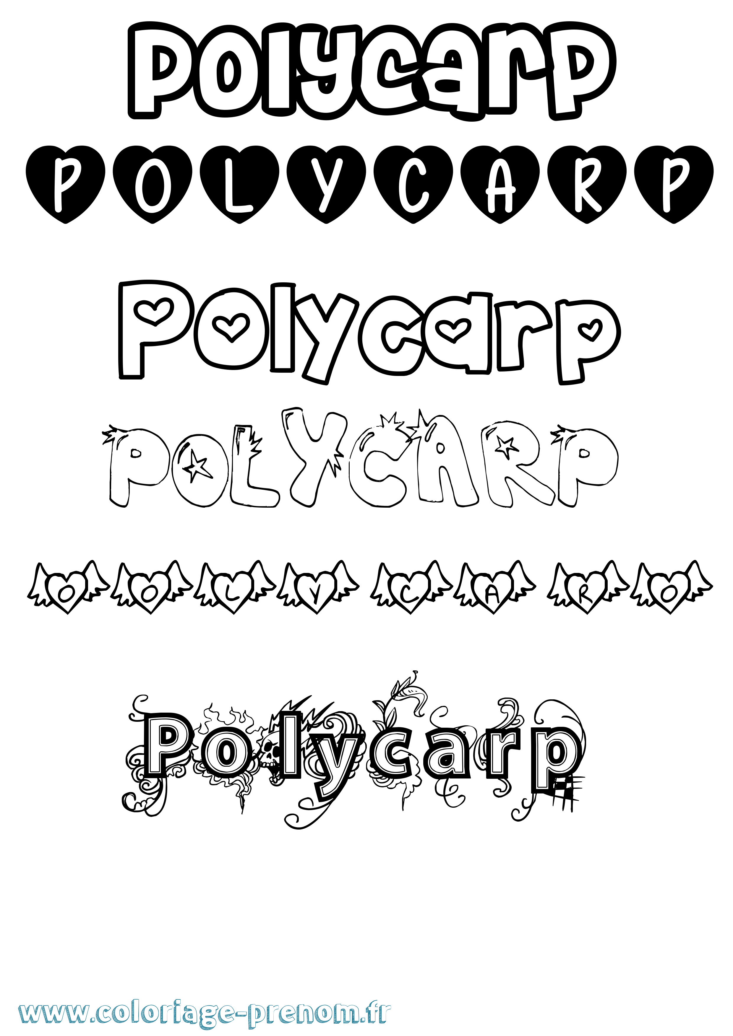 Coloriage Polycarp Girly Coloriage prénom Polycarp Girly