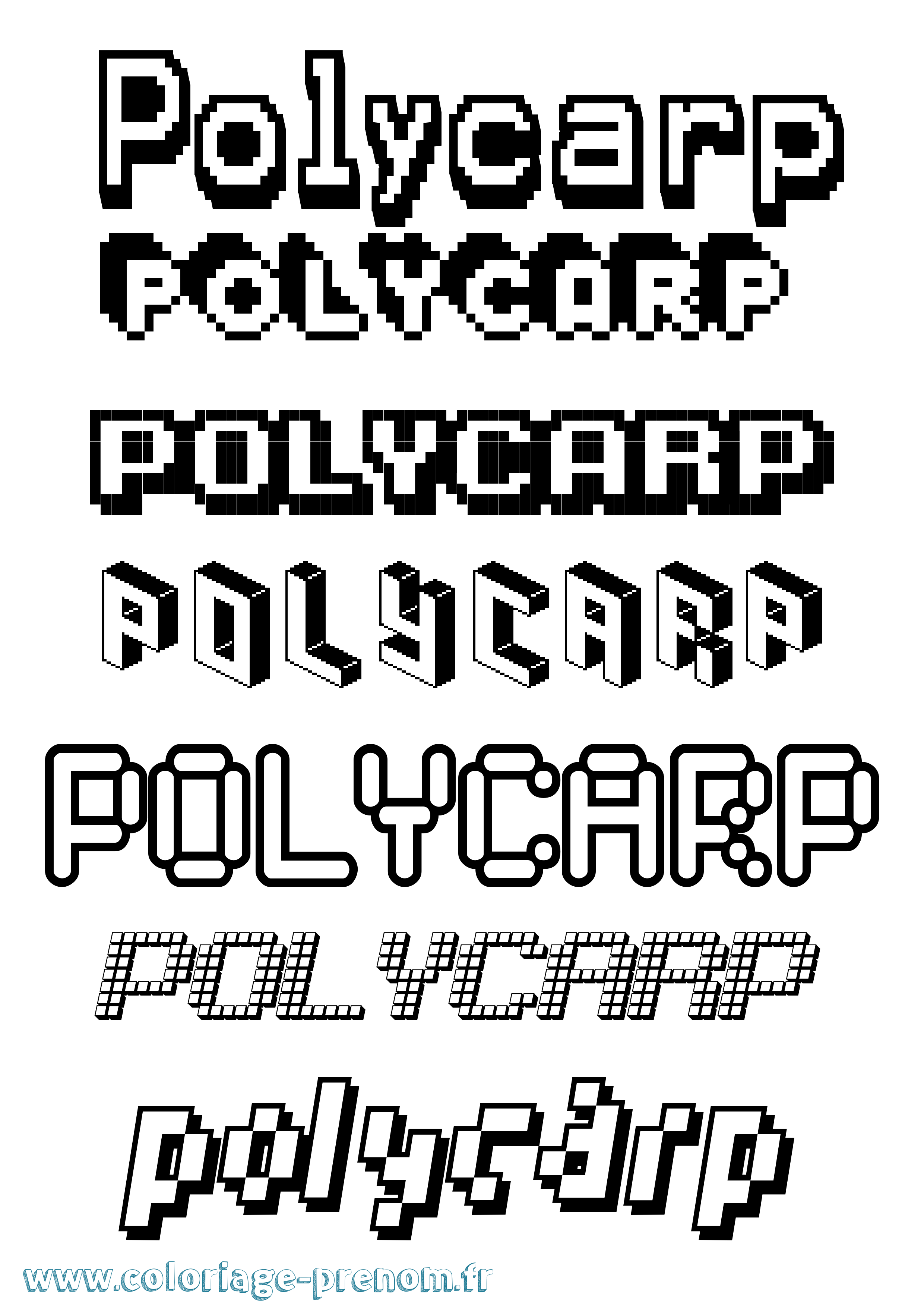 Coloriage Polycarp Pixel Coloriage prénom Polycarp Pixel