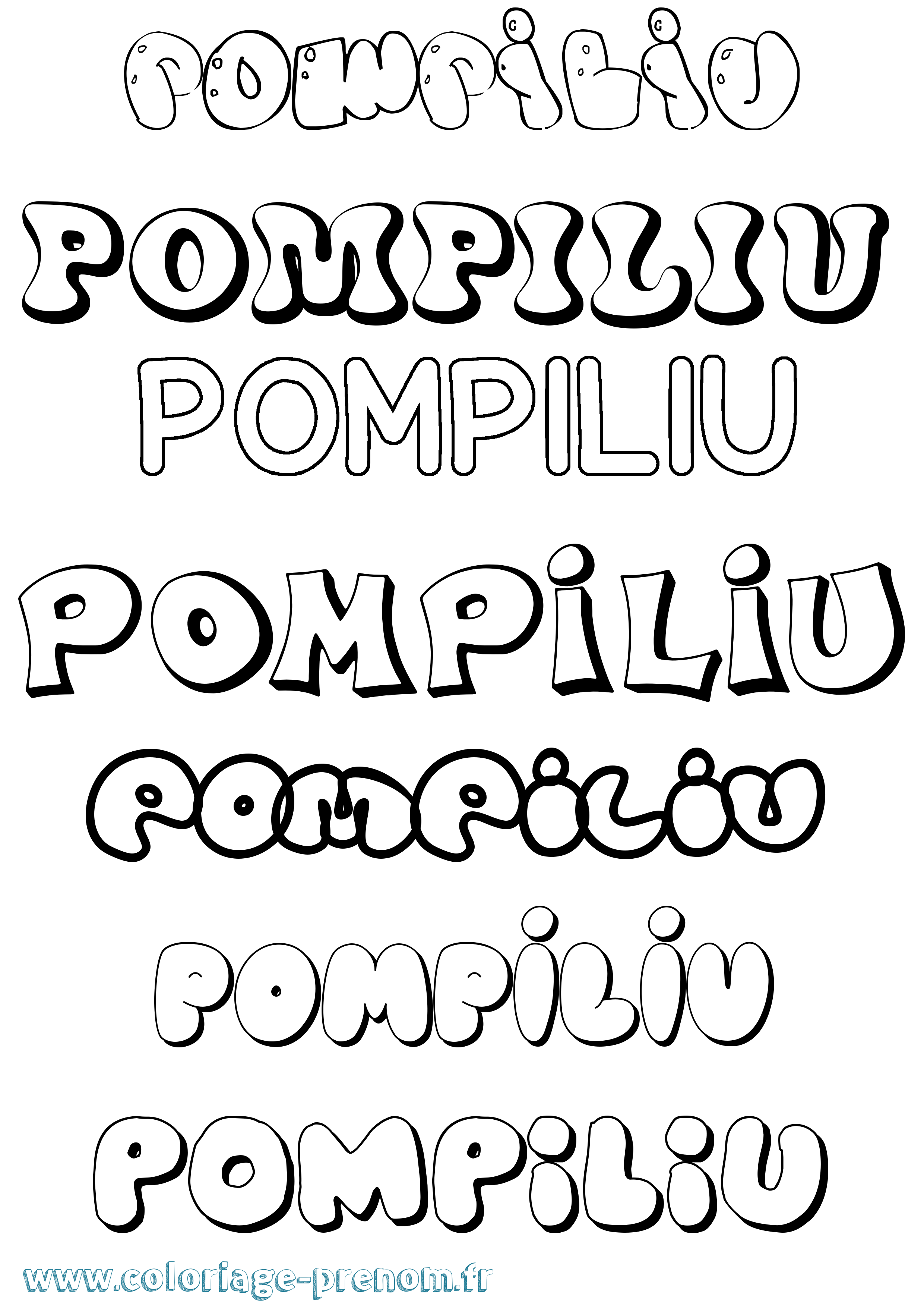 Coloriage prénom Pompiliu Bubble
